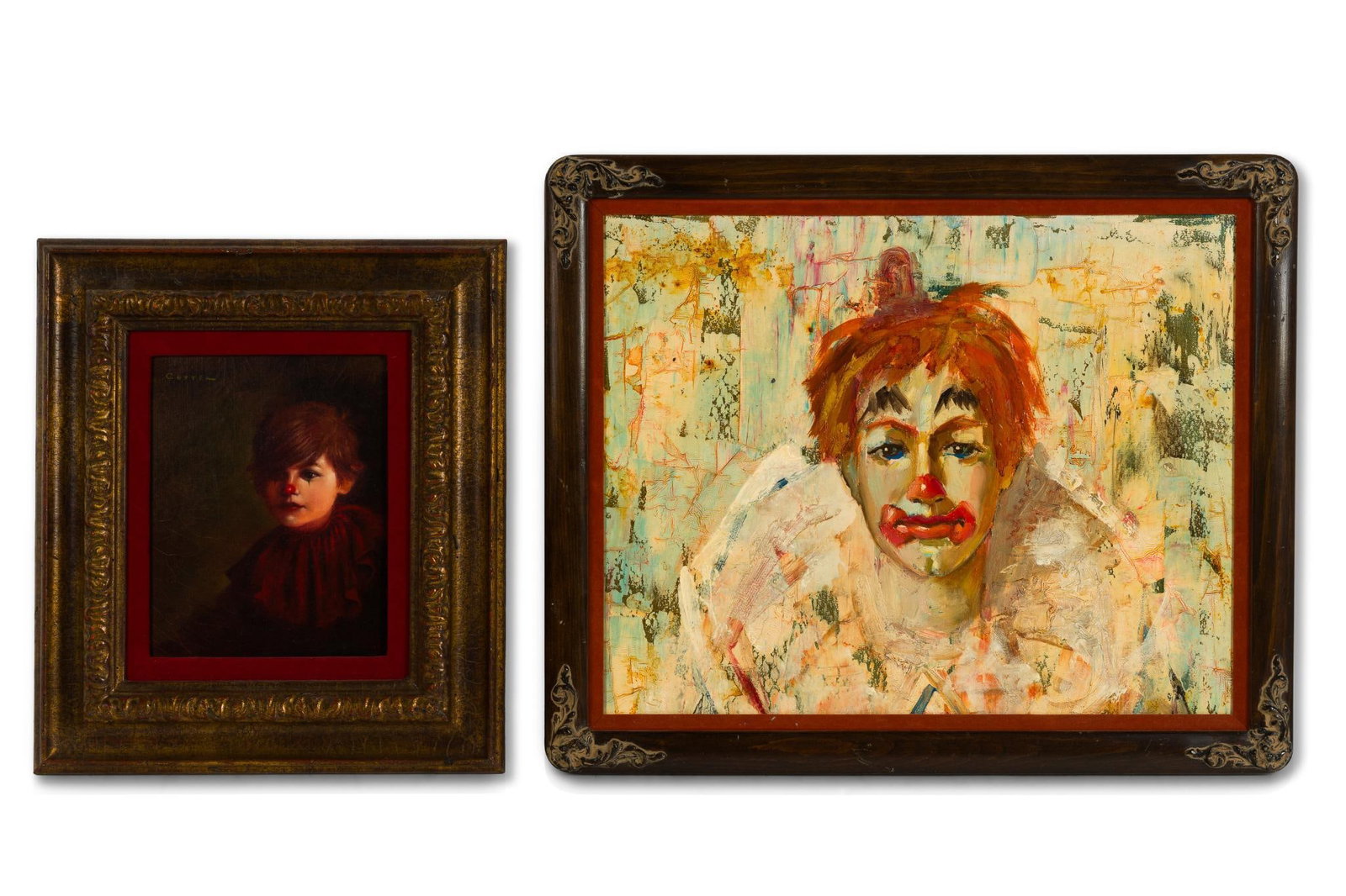 2 Oil On Canvas Clown Paintings (1 of 5)