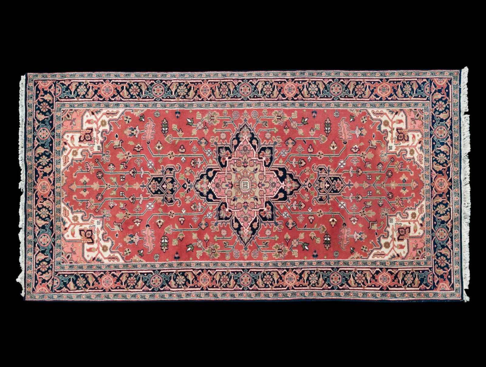 Vintage Persian Heriz Room Size Rug: 12' long X 6'3" wide. Provenance: From the Estate of Lory Patrick Jones (1933–2026), actress, writer, director, and philanthropist known professionally as Lory Patrick. During her career, she ap
