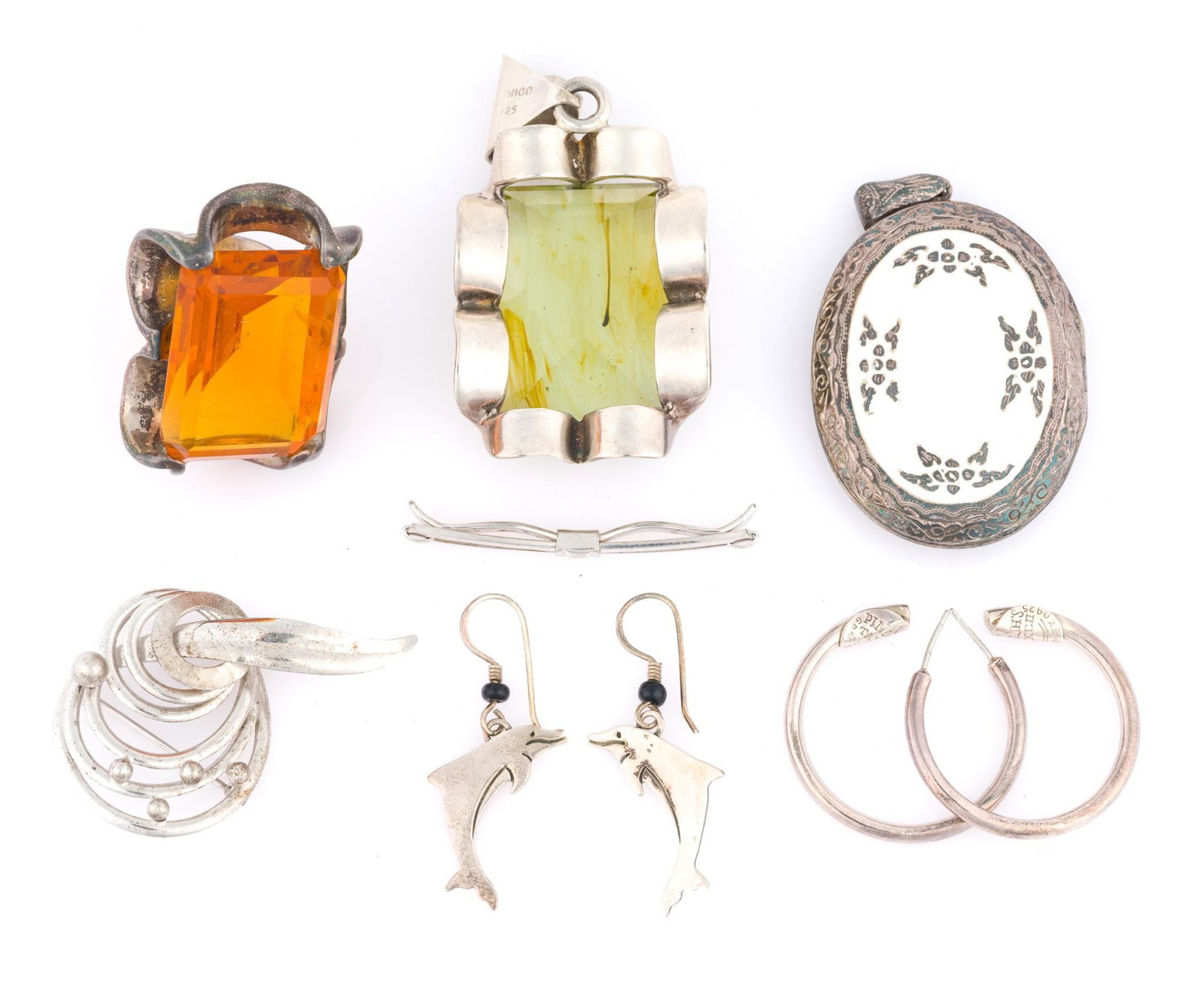 9 Sterling Silver Jewelry Incl. Mexican (1 of 2)