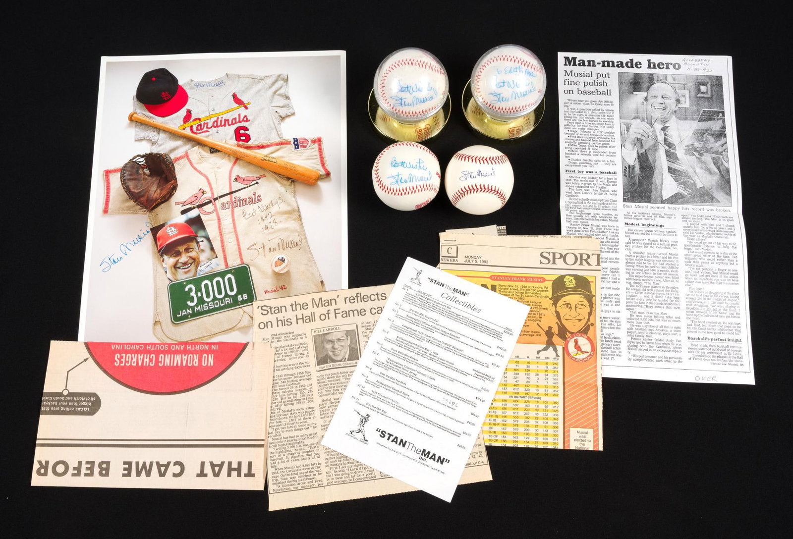 4 Signed Stan Musial Baseballs & Signed Poster (1 of 4)