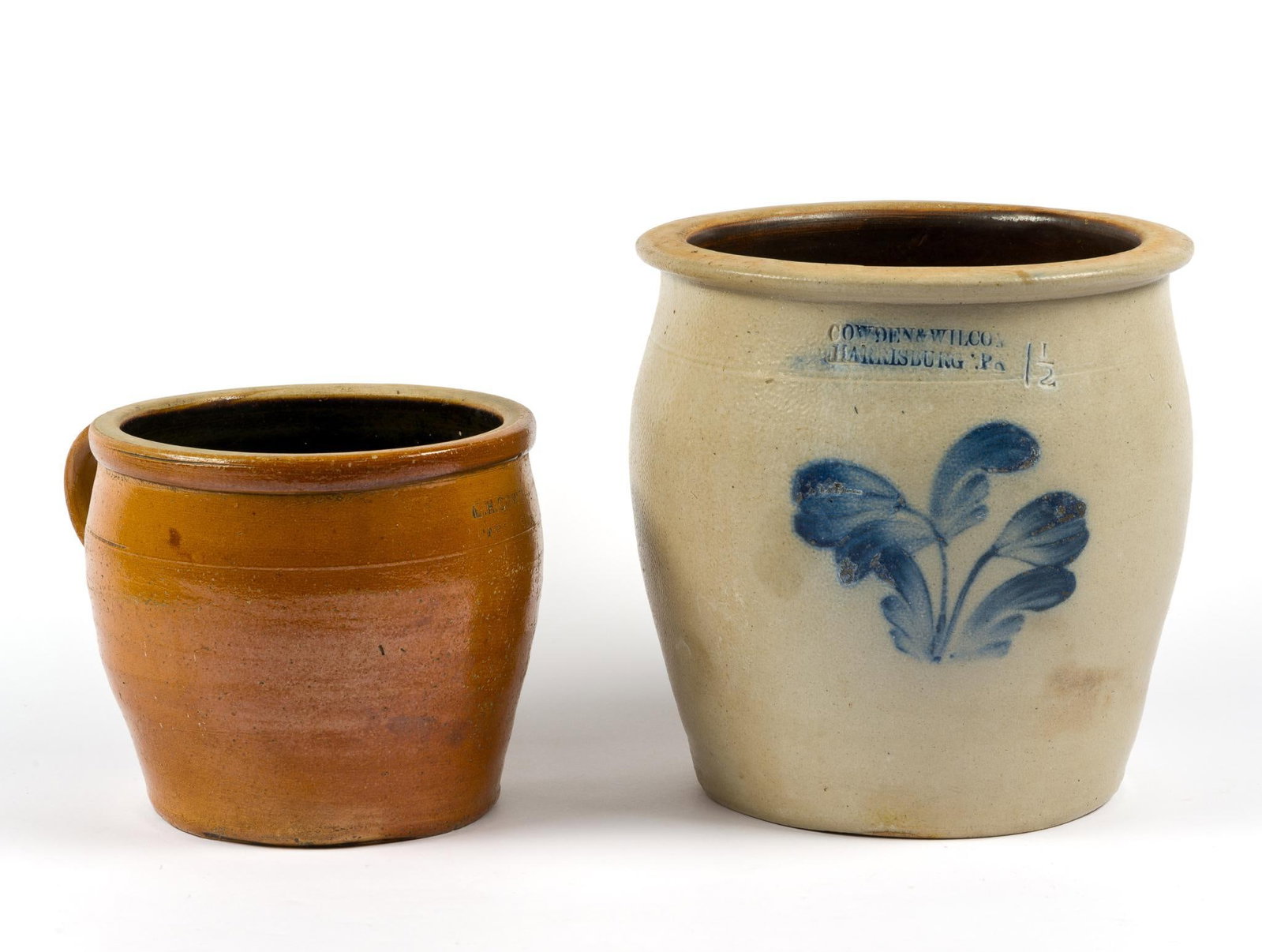 Antique Cowden & Wilcox 1-1/2 Gal. Crock & F.H. Cowden Crock (1 of 9)