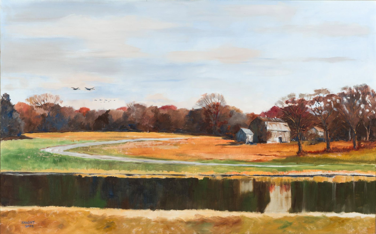 Signed Gwendolyn Knight Oil On Canvas: Measures 57" x 39" with frame, sight measures 47-1/2" x 29-1/2". 
