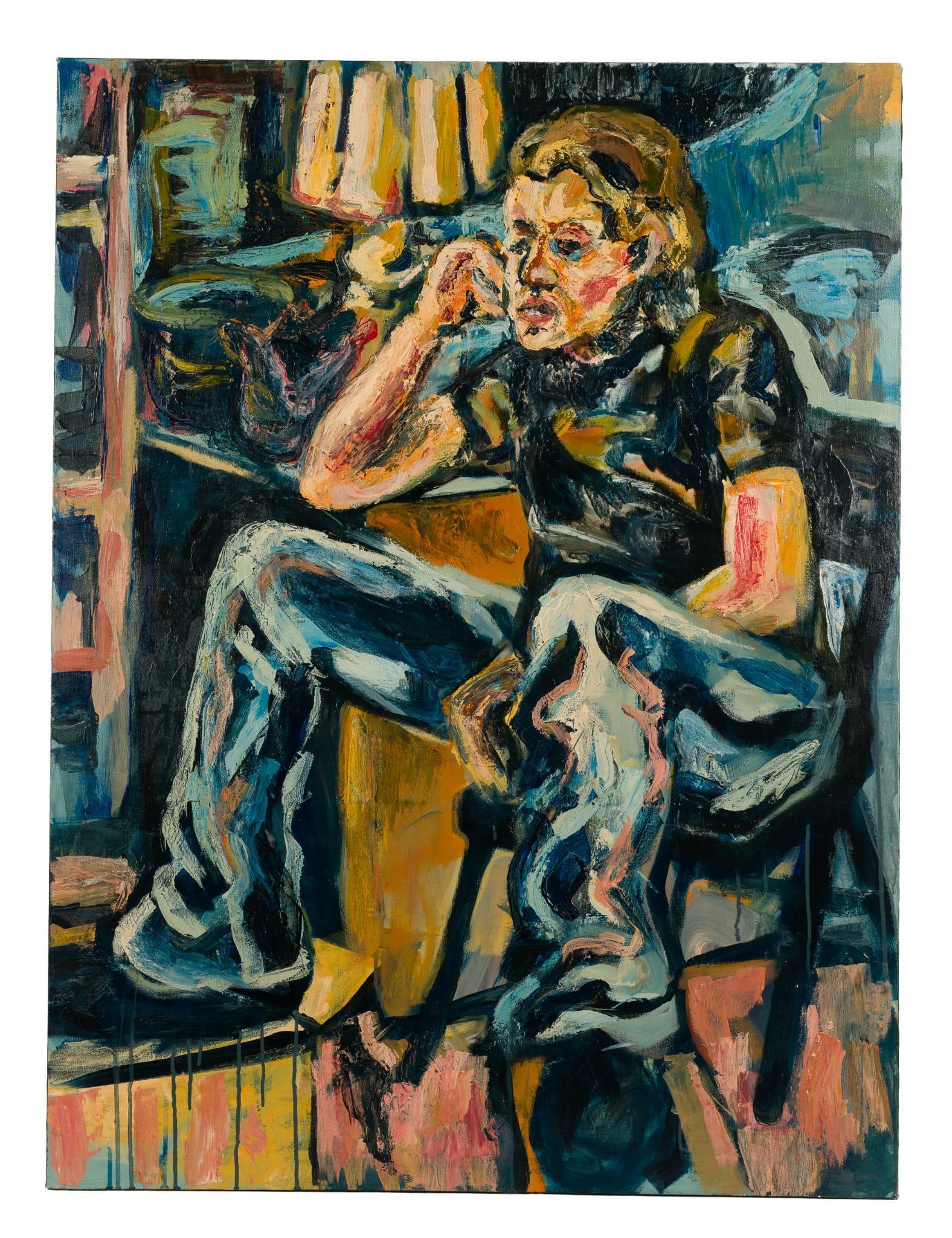 Unsigned Expressionist Painting On Canvas: Measures 36" x 48". Unsigned, unframed.