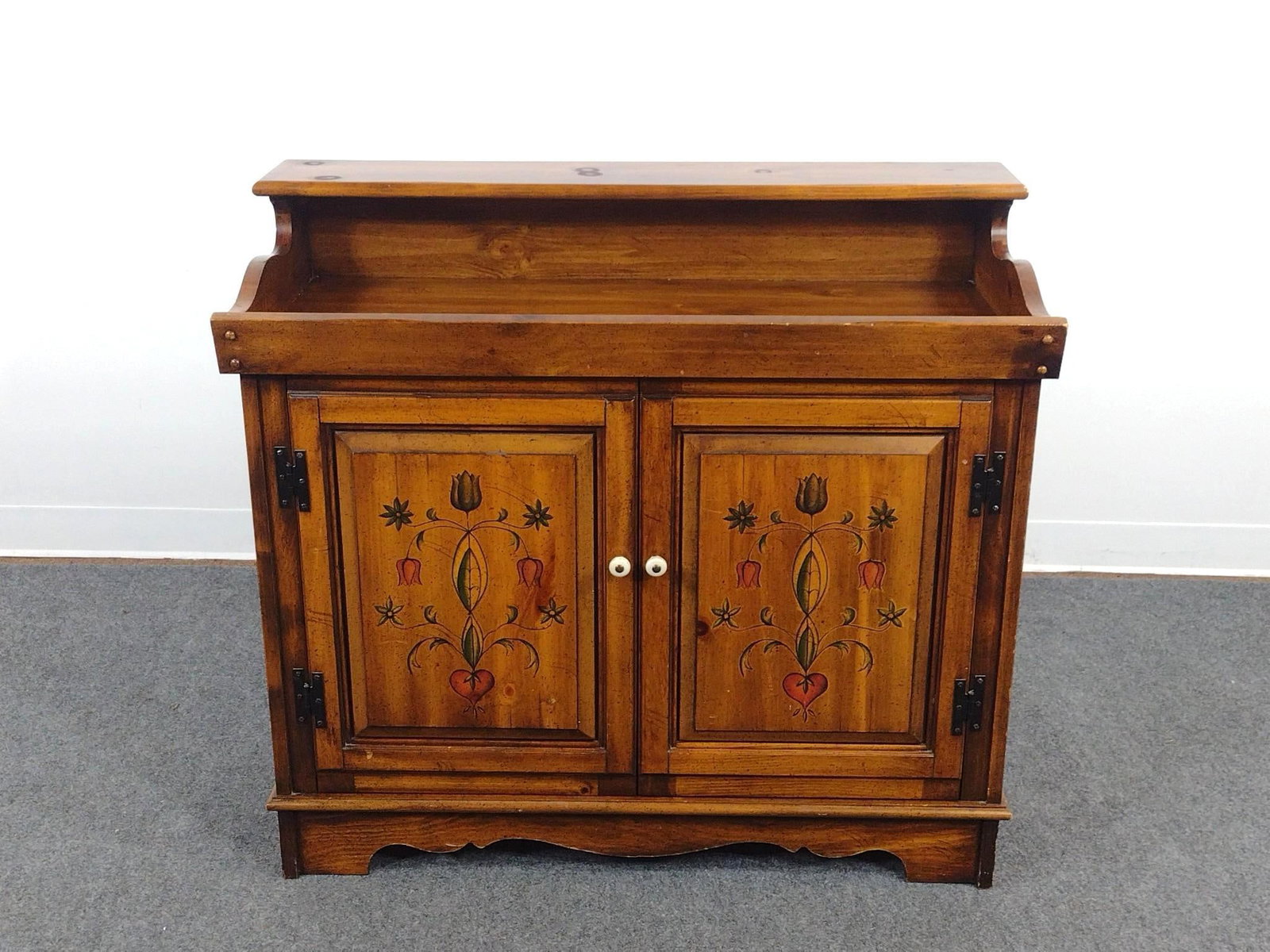Magnavox R456 Radio Cabinet/Dry Sink: 37-1/4" wide X 16-1/2" deep X 34" high. Has a few light scratches.