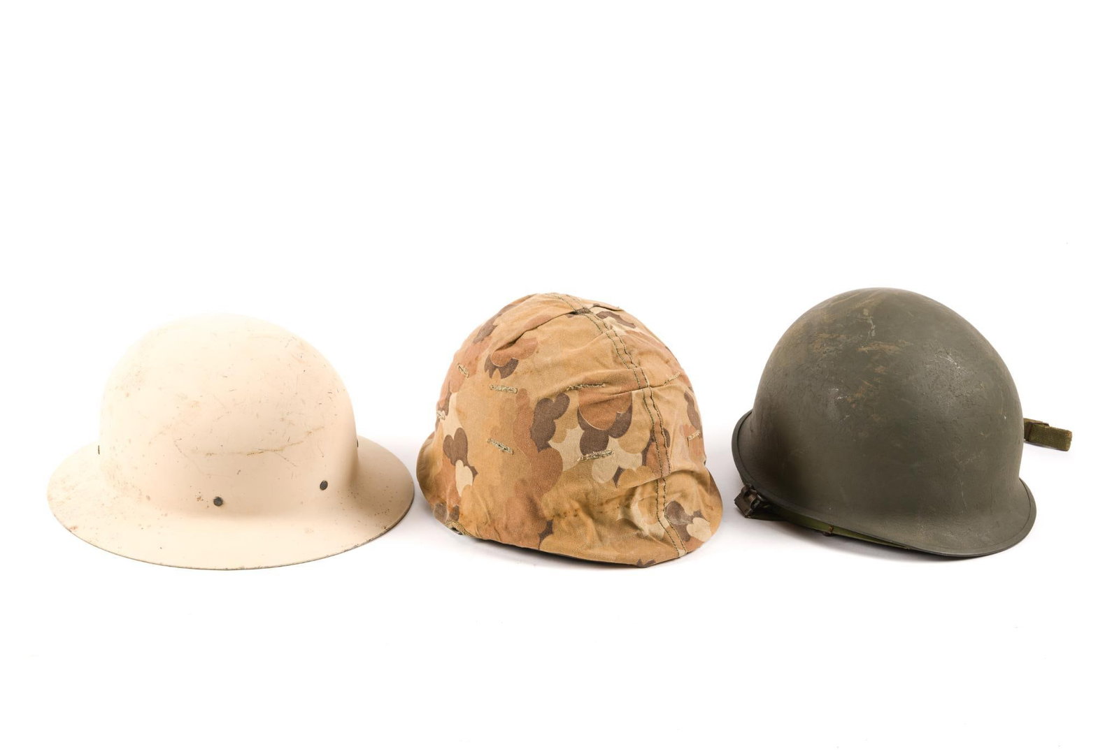 2 U.S. Army WWII M1 & Civil Defense Air Helmet (1 of 4)