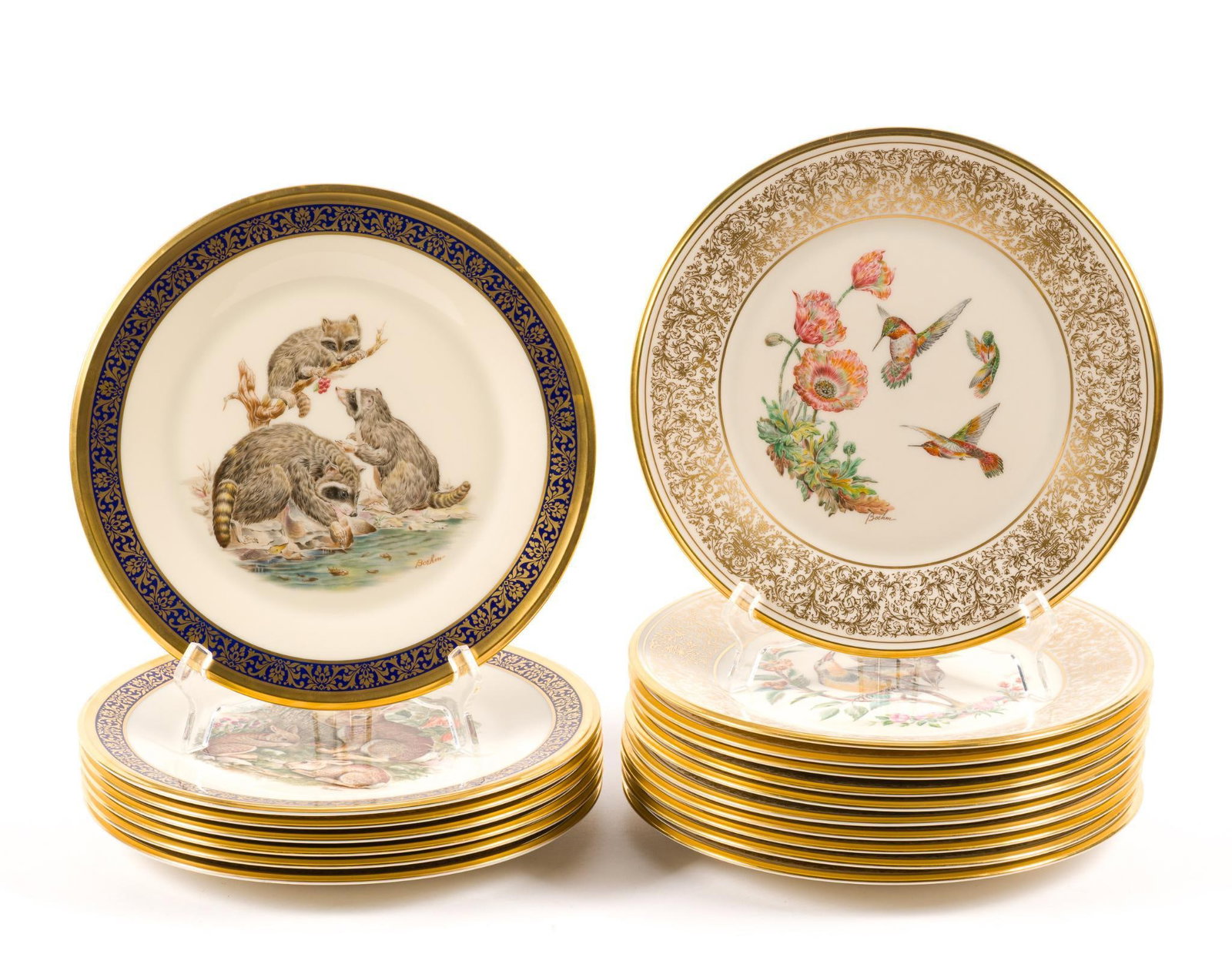 18 Lenox Woodland Wildlife & Boehm Birds Plates: All plates are 10-3/4" in diameter. 