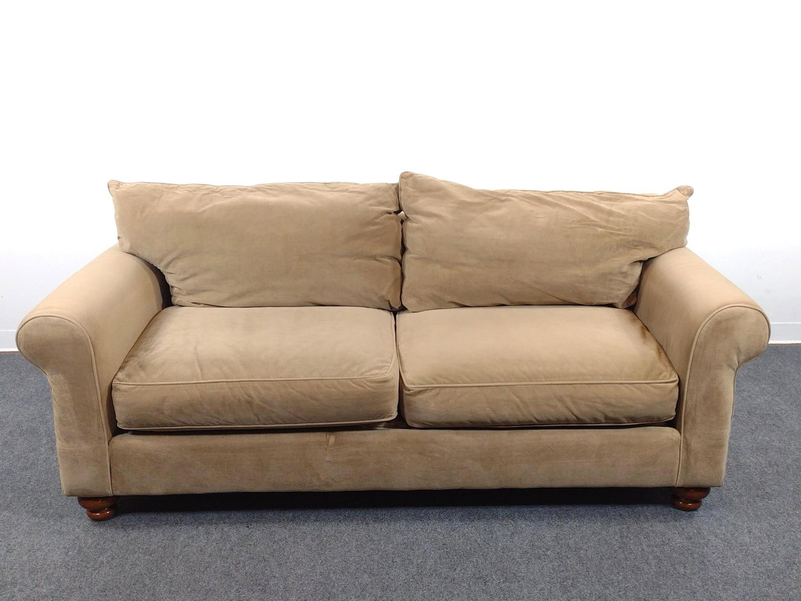 Klaussner Sofa: 82" wide X 39" deep X 36" high. Includes cover.