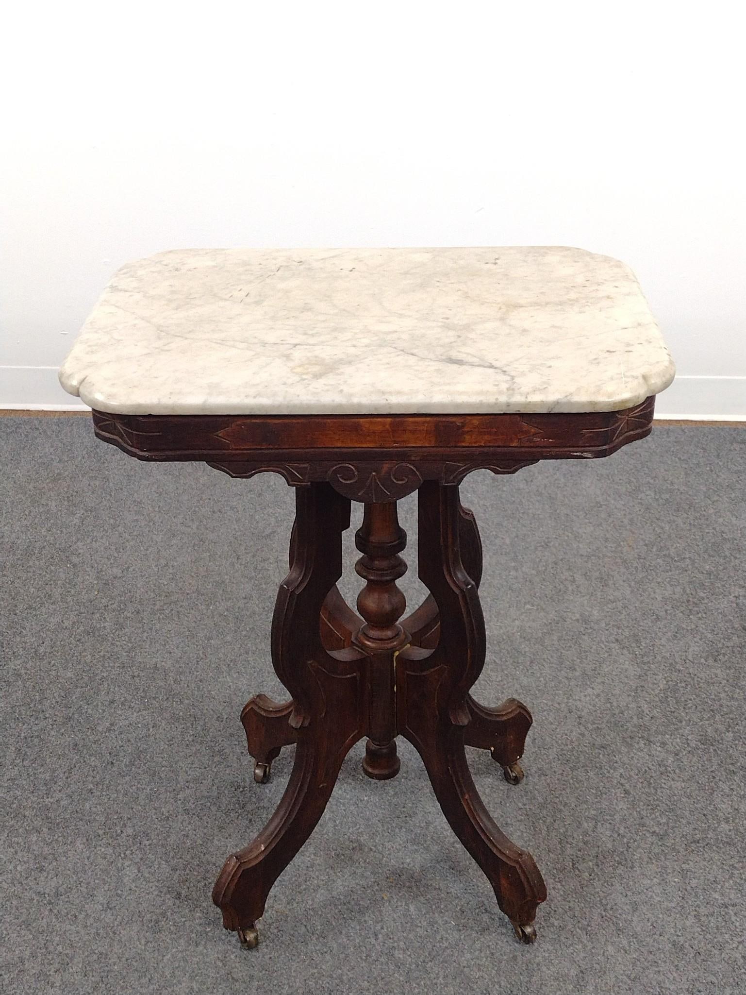Victorian Marble Top Parlor Table (1 of 4)