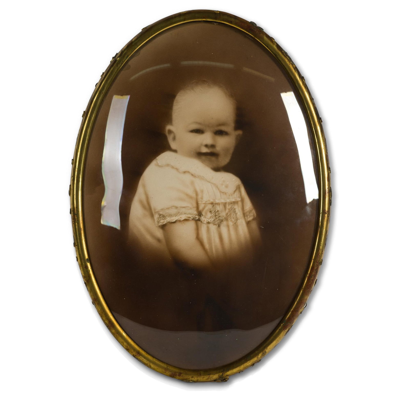 Victorian Infant Portrait: With copy of death certificate for the infant in the photo. 20-1/4" long x 14-1/2" wide. 