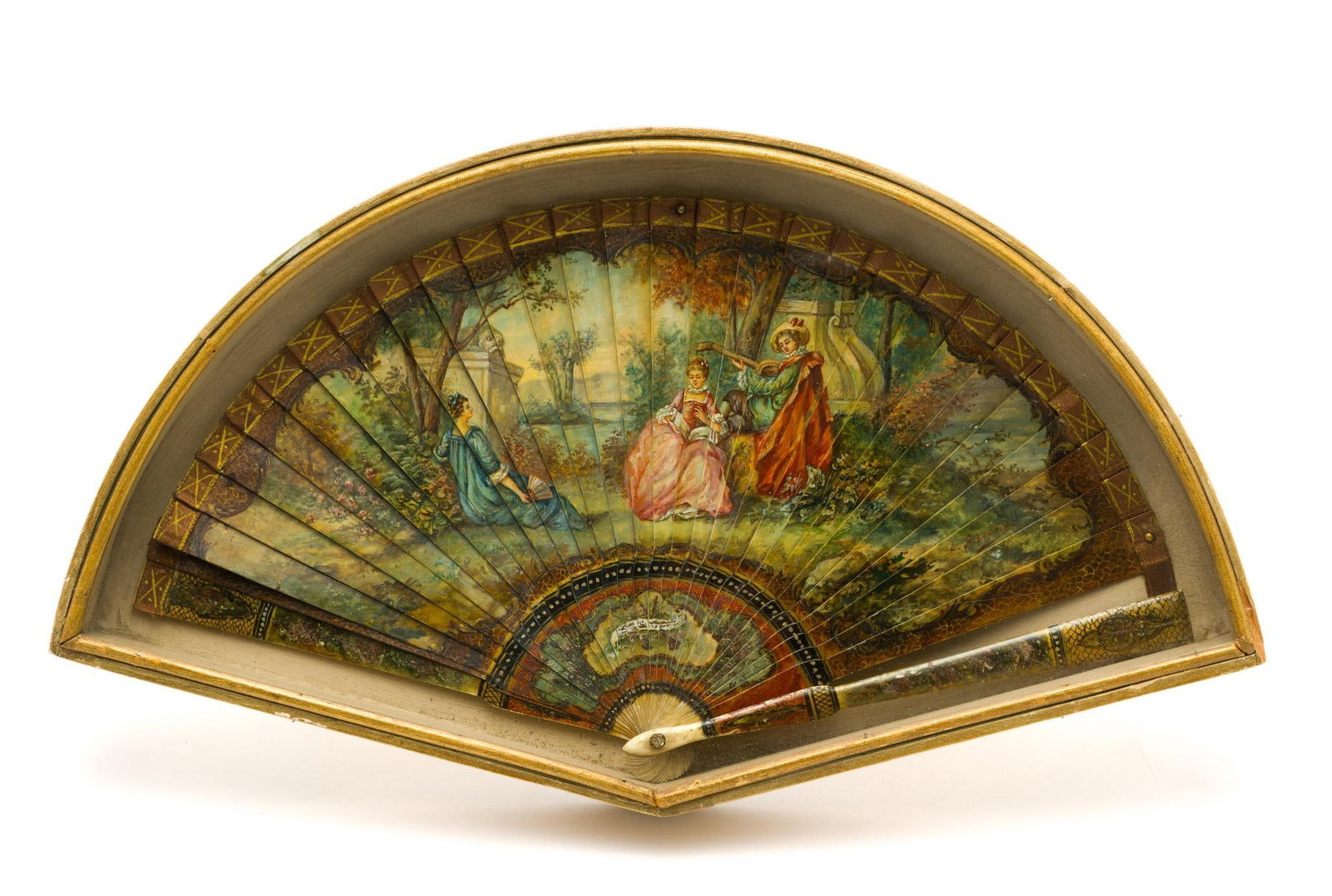 L. Saune Signed Antique French Handpainted Fan (1 of 4)