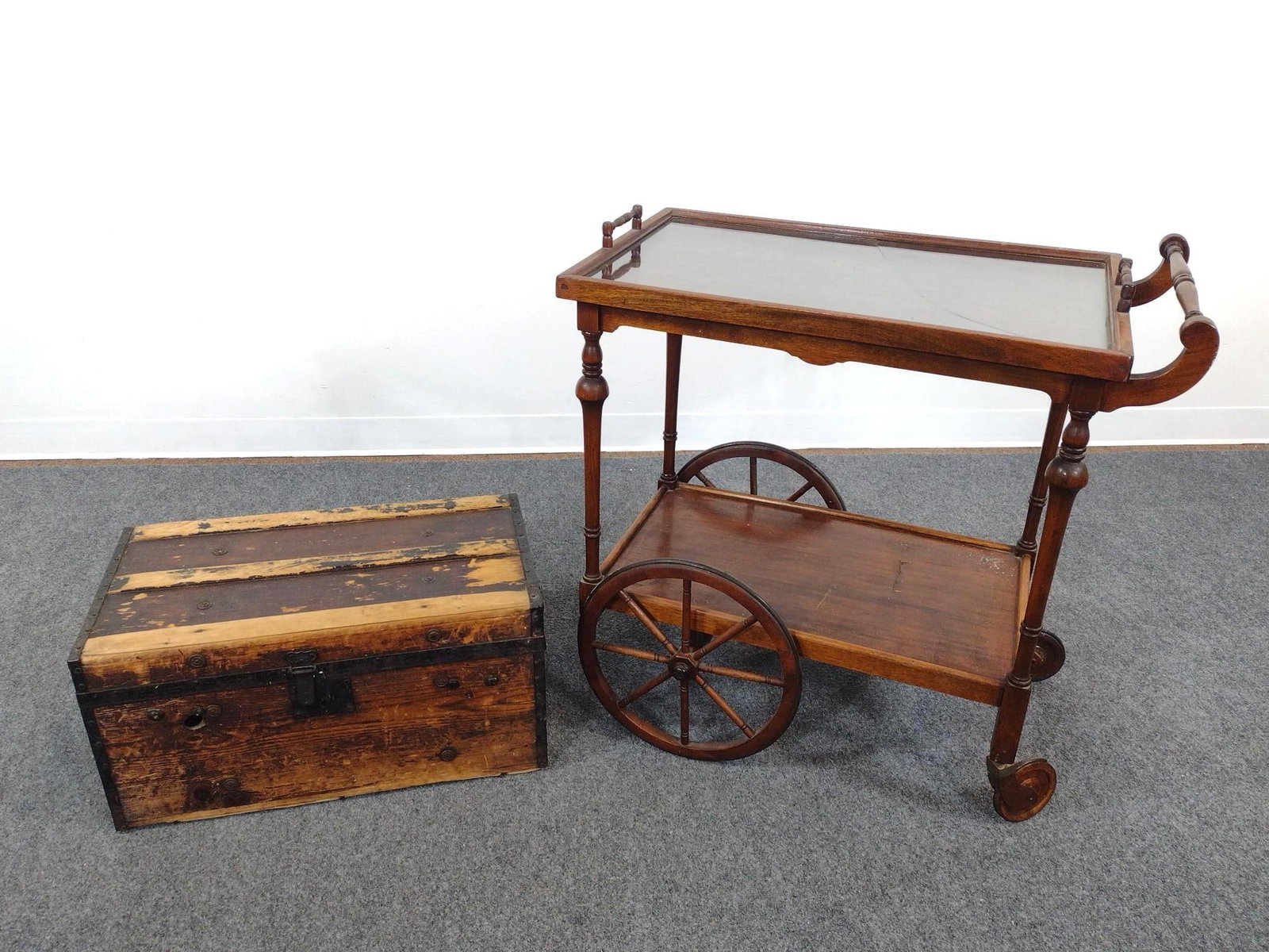 Tea Cart and Small Trunk (1 of 8)