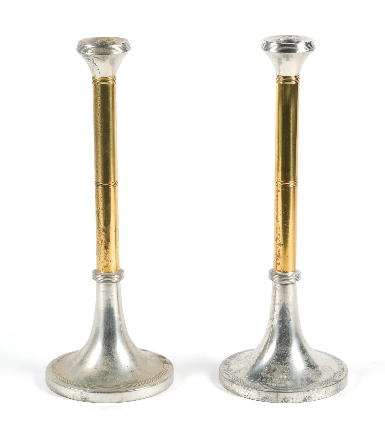 Vintage Two-Tone Metal Candlesticks (1 of 3)