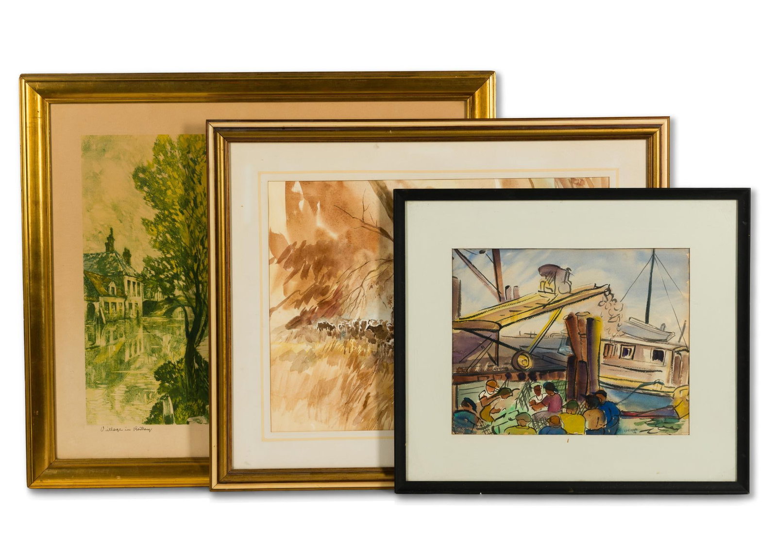 3 Framed Paintings Incl. Nick Ruggieri Watercolor (1 of 11)