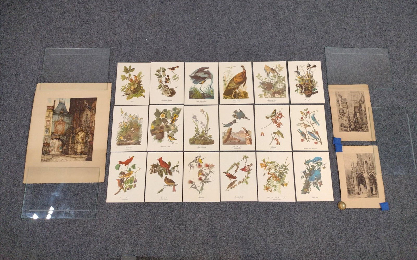 4 Prints Incl. Audubon Birds: Also includes church prints. 9-1/2" to 25-3/4" long x 12-1/2" to 20" wide. 
