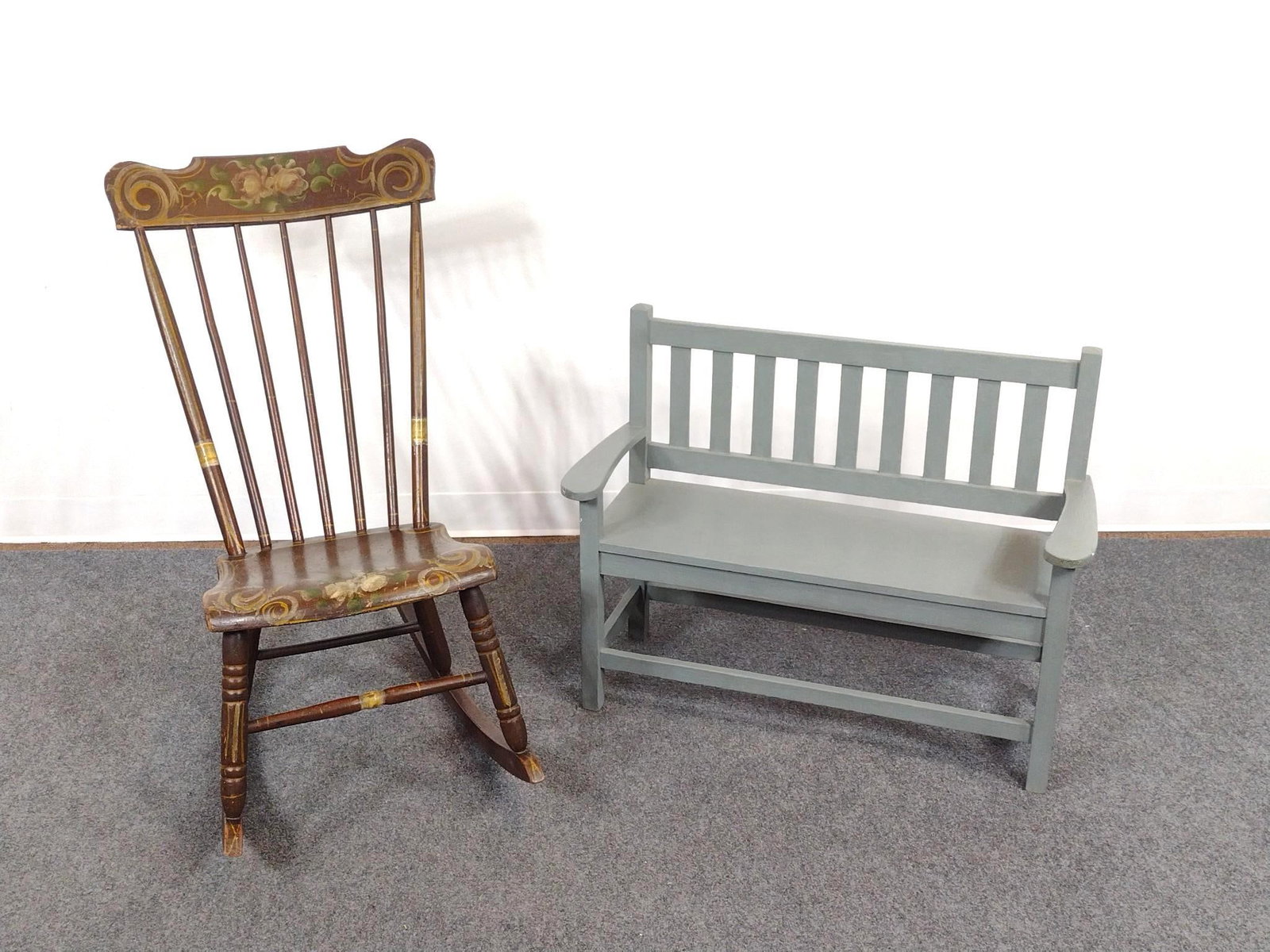 Painted Rocker and Childs Bench (1 of 8)
