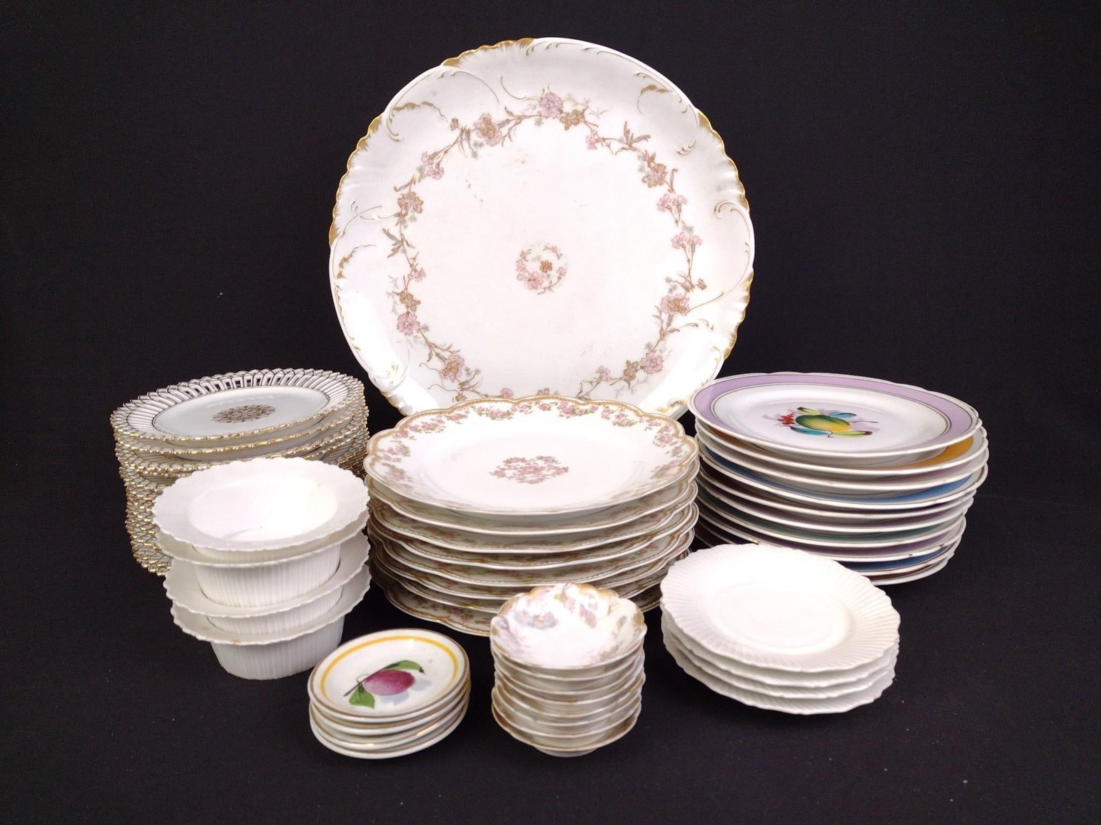 Porcelain Plates & Platters Incl. Limoges: Largest platter measures 12-1/2" in diameter and smallest measures 3" in diameter. 