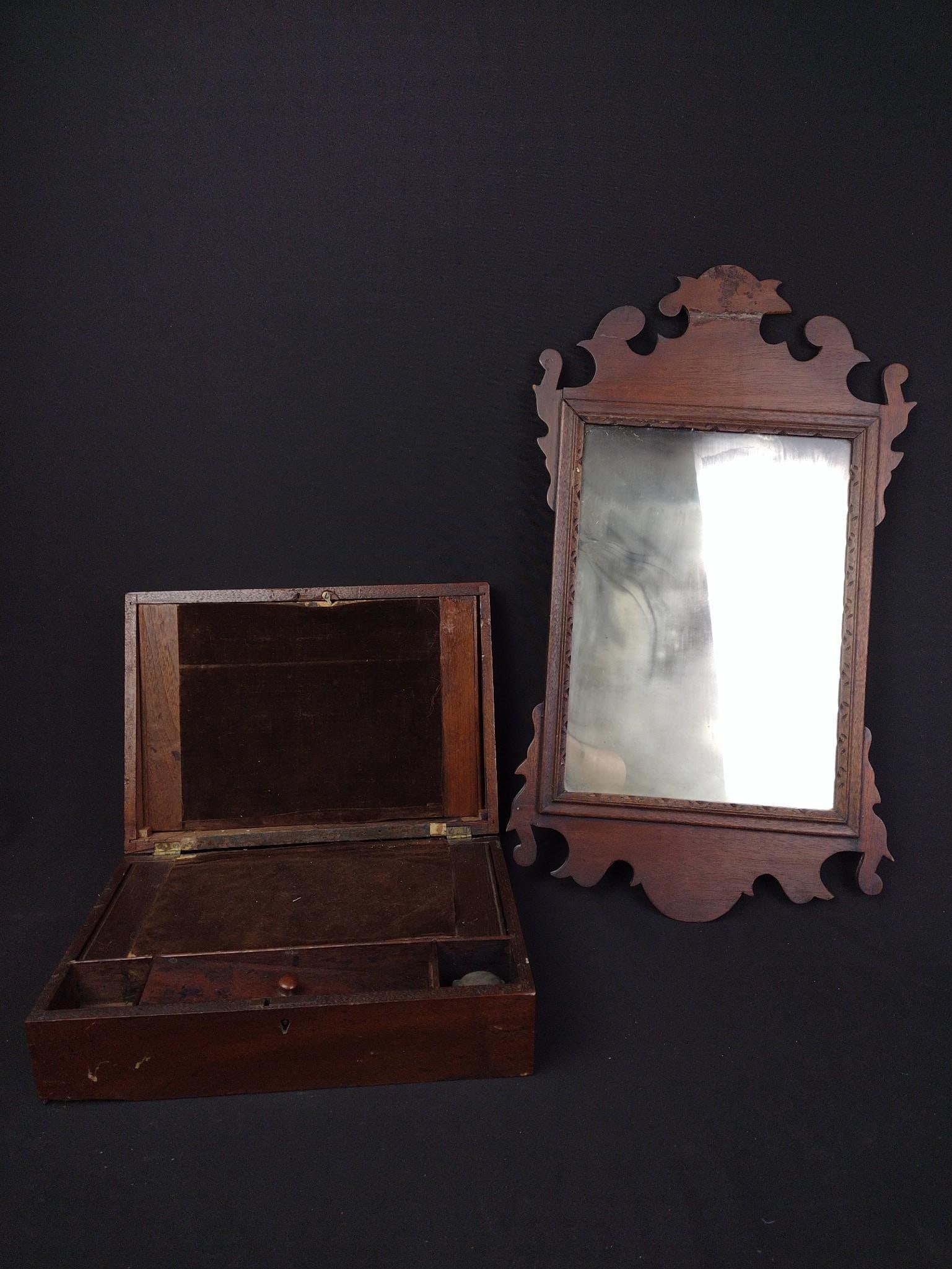 Antique Mahogany Travel Desk & Federal Style Mirror (1 of 8)