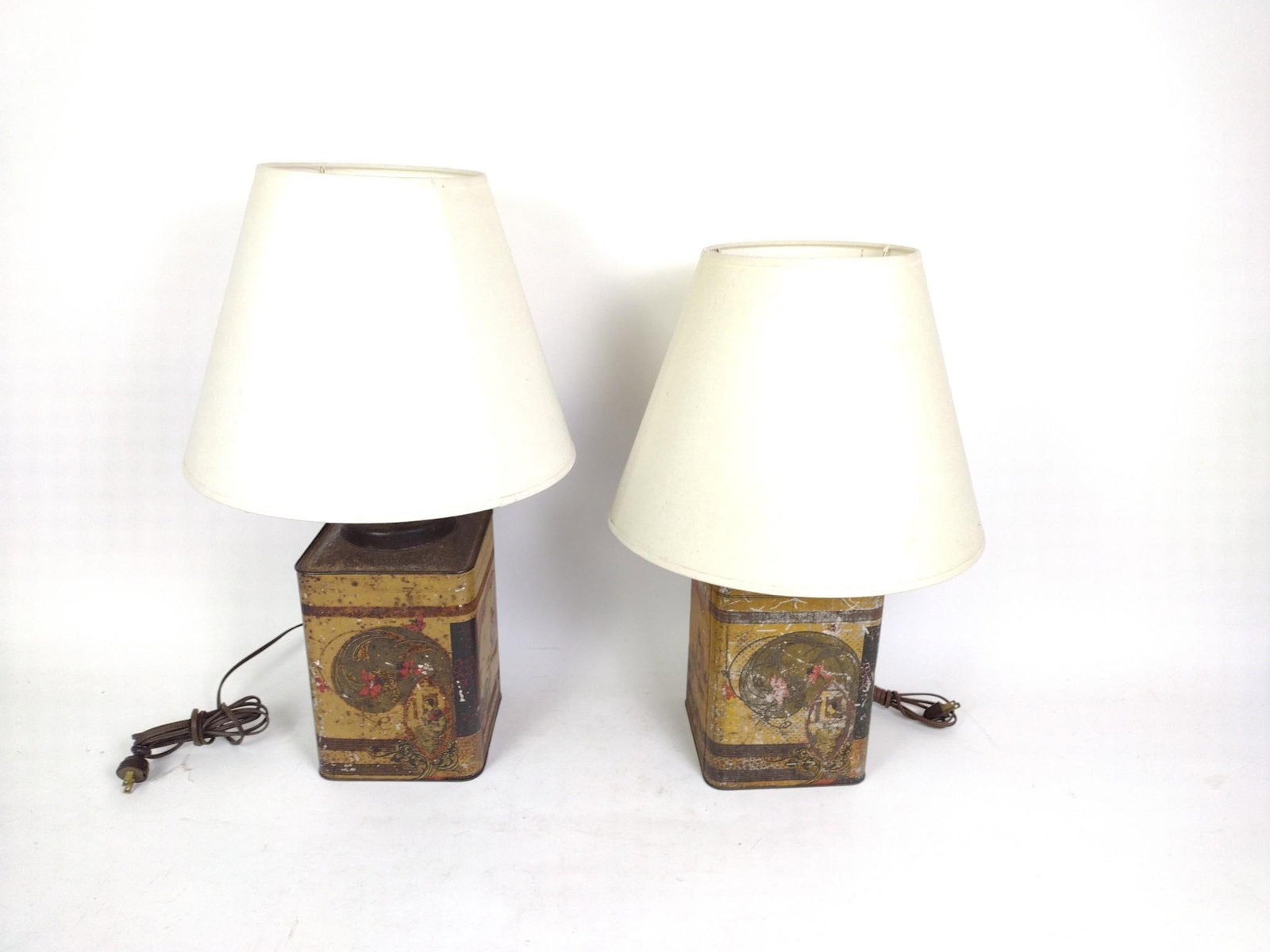 Pair of Antique Tea Tin Lamps (1 of 4)
