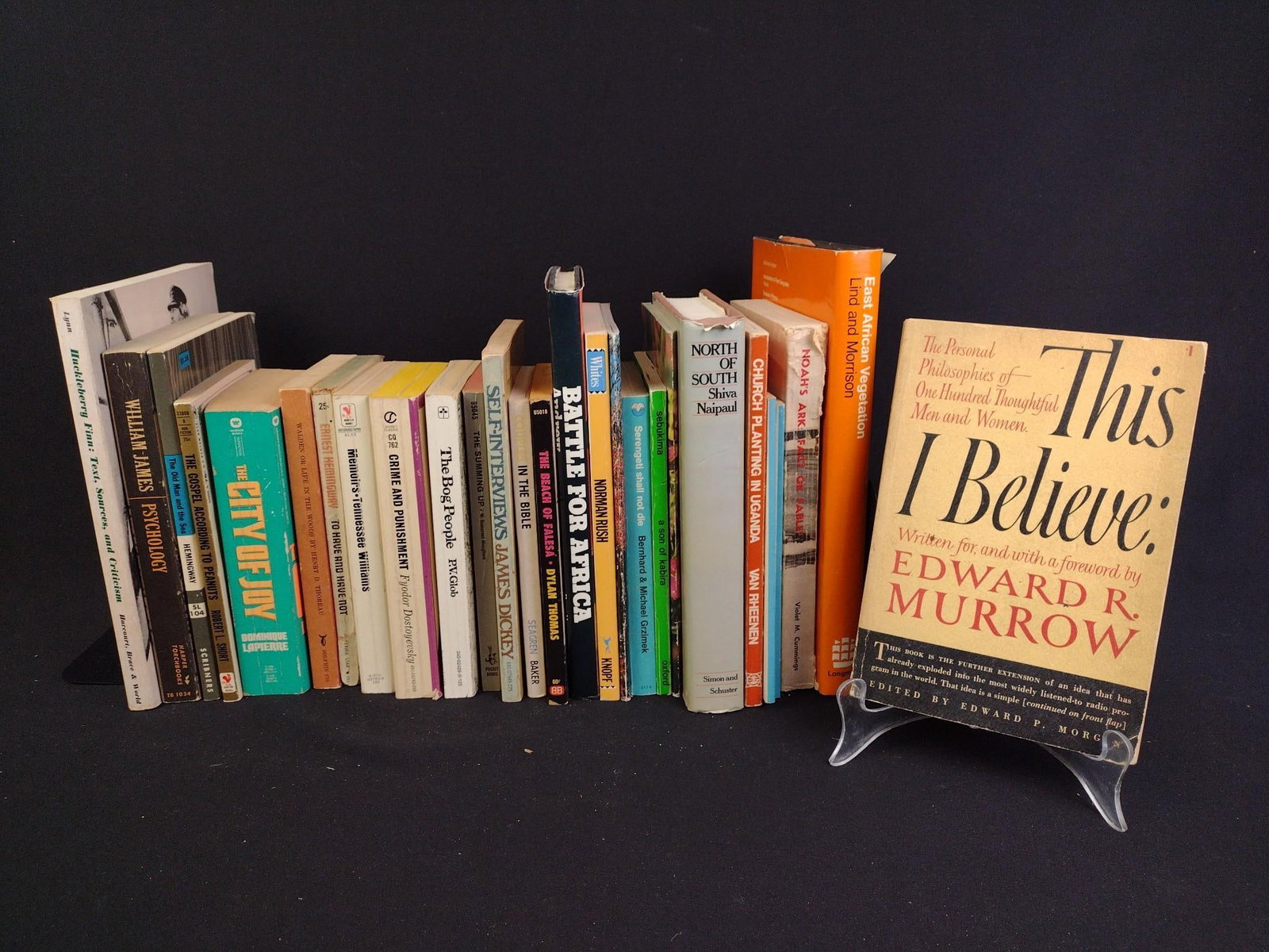 27 Books Incl. Edward R. Murrow: Includes "This I Believe" by Edward R. Murrow, "East African Vegetation" by E. M. Lind and M. E. S. Morrison, "The Battle For Africa" by Brother Andrew and more. Largest book measures 7-3/4" x 10". Pr