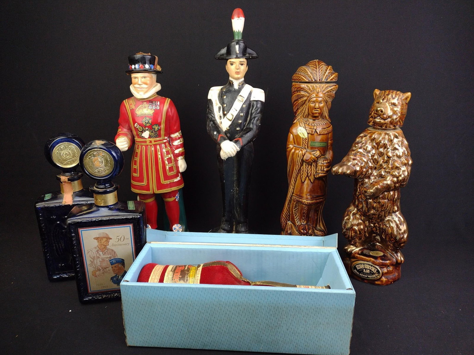7 Whiskey Decanters Incl. Beefeater & Ezra Brooks (1 of 13)