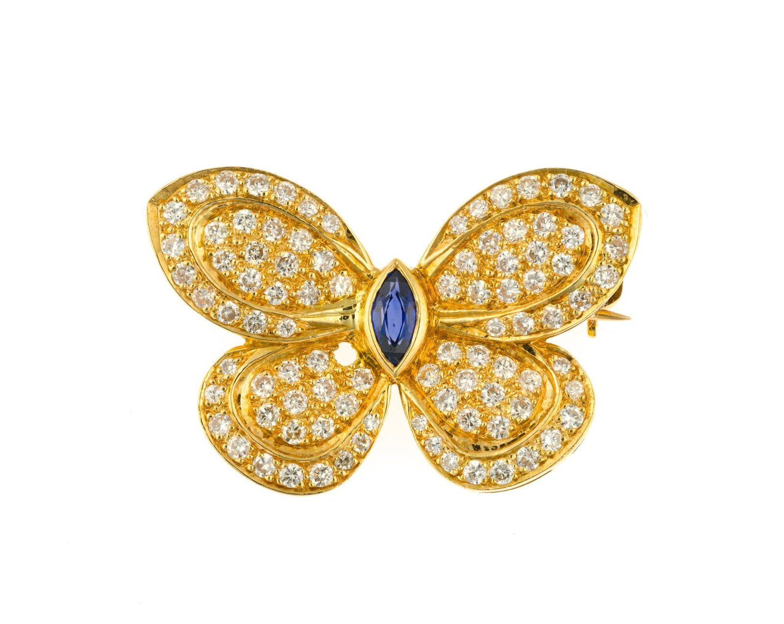 18K Gold and Gemstone Butterfly Brooch (1 of 3)