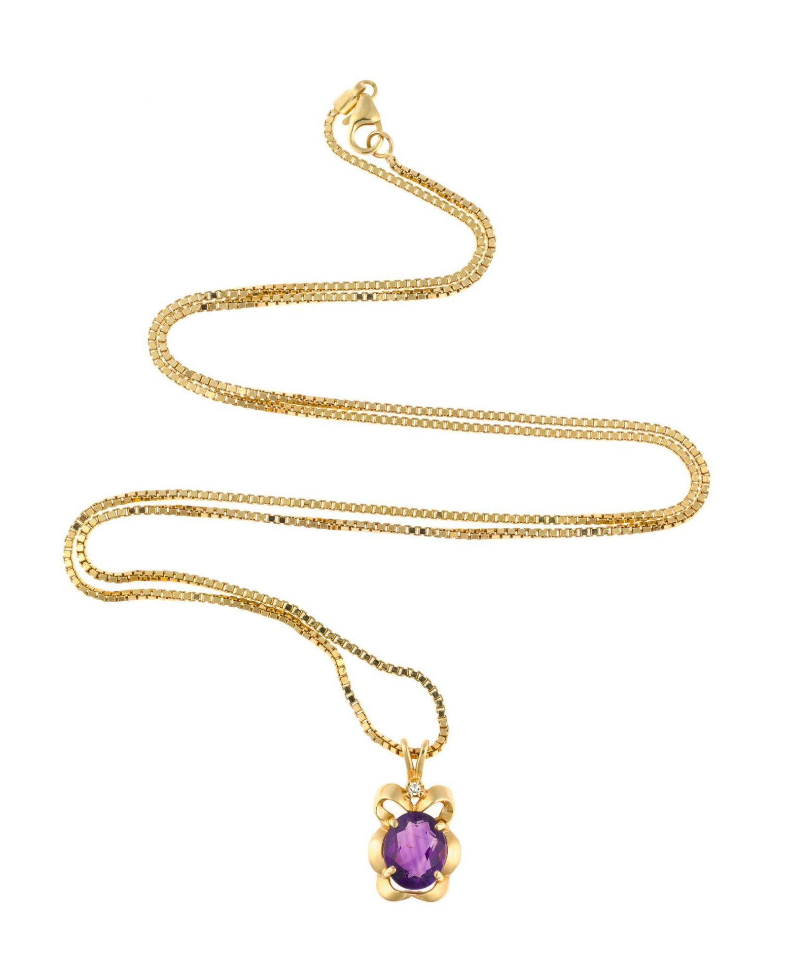 14K Gold and Amethyst Pendant Necklace (1 of 4)