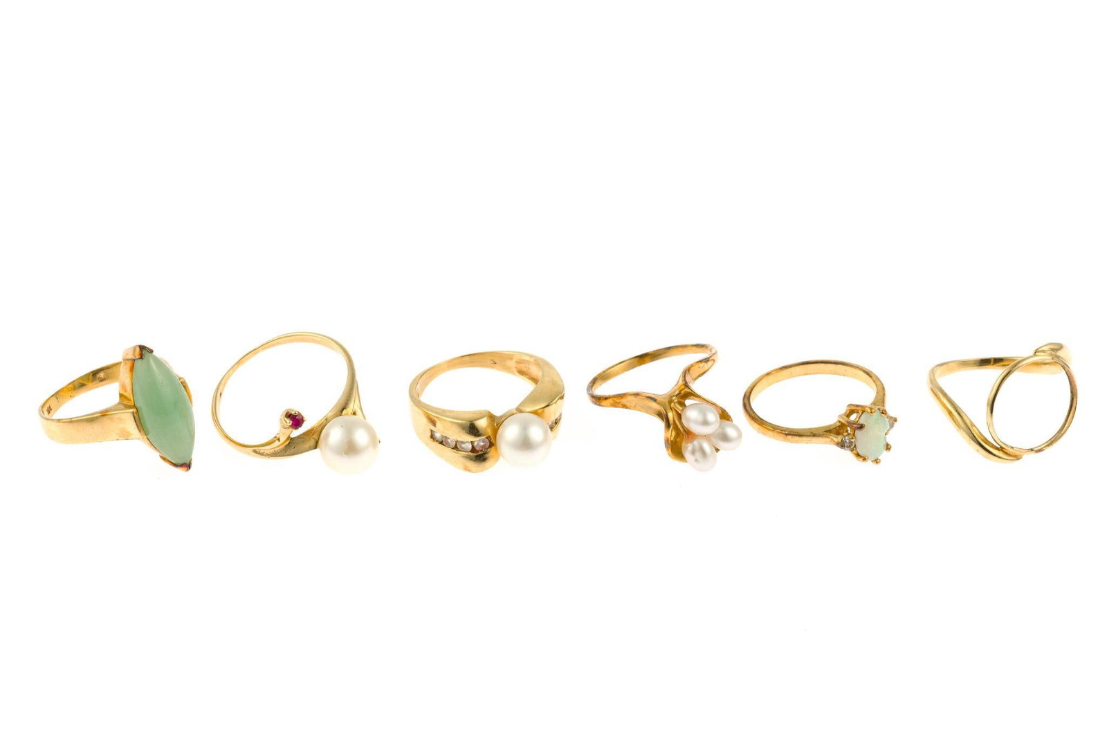 Six 14K Gold and Gemstone Rings (1 of 4)