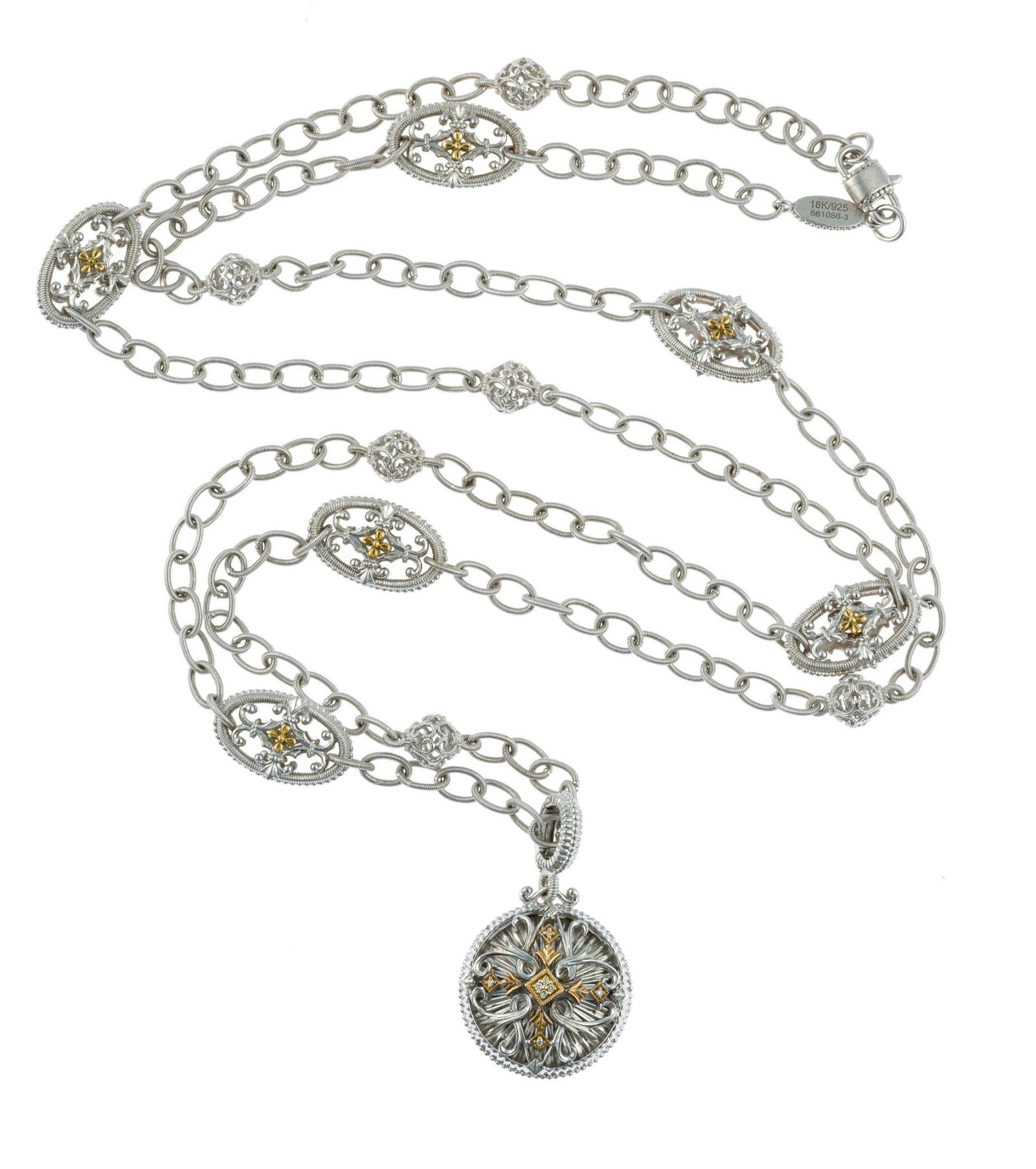 Gabriel & Co. 18K Gold, Sterling Silver, and Steel Necklace By (1 of 4)