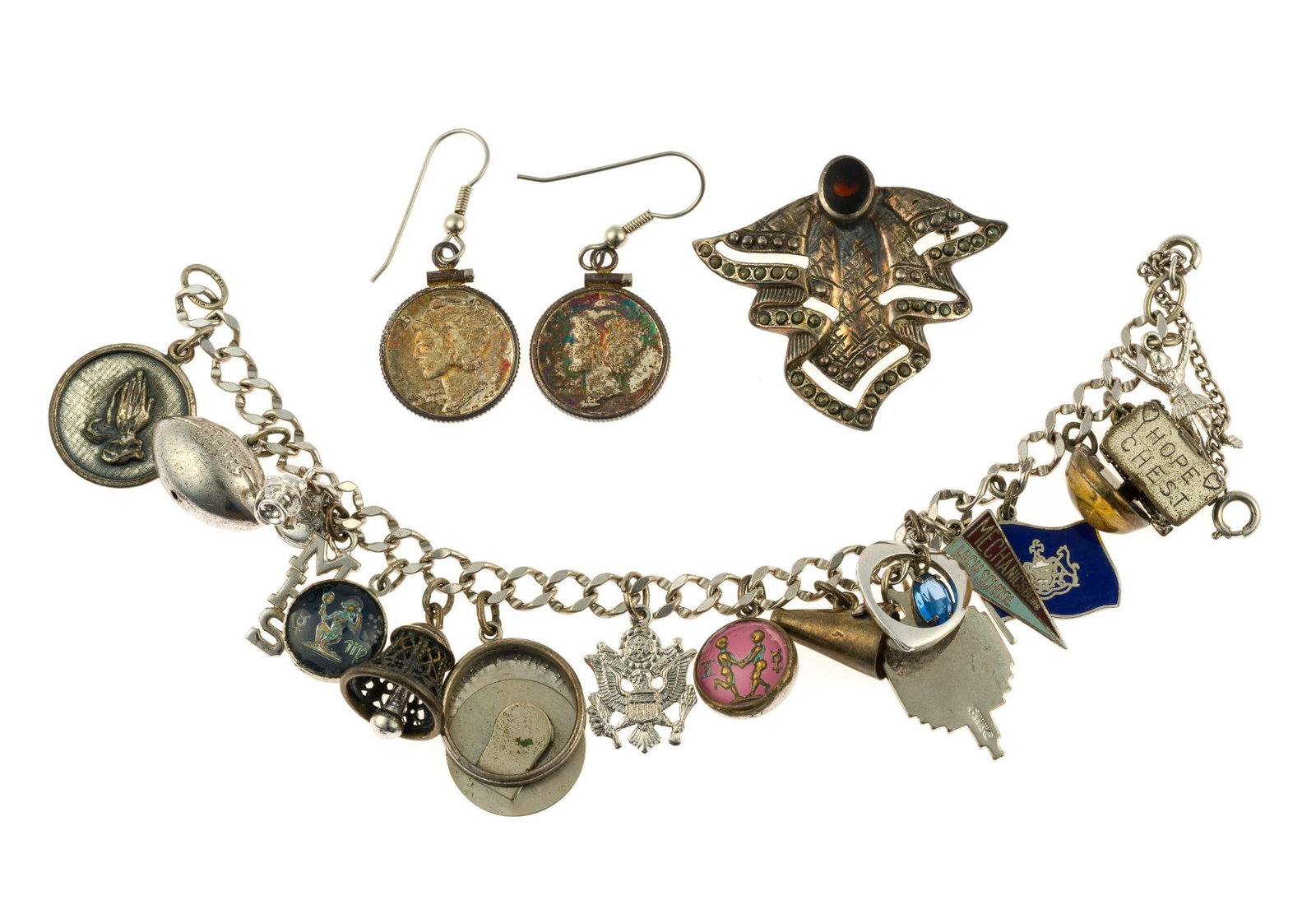 Sterling Silver Jewelry Incl. Charm Bracelet (1 of 7)