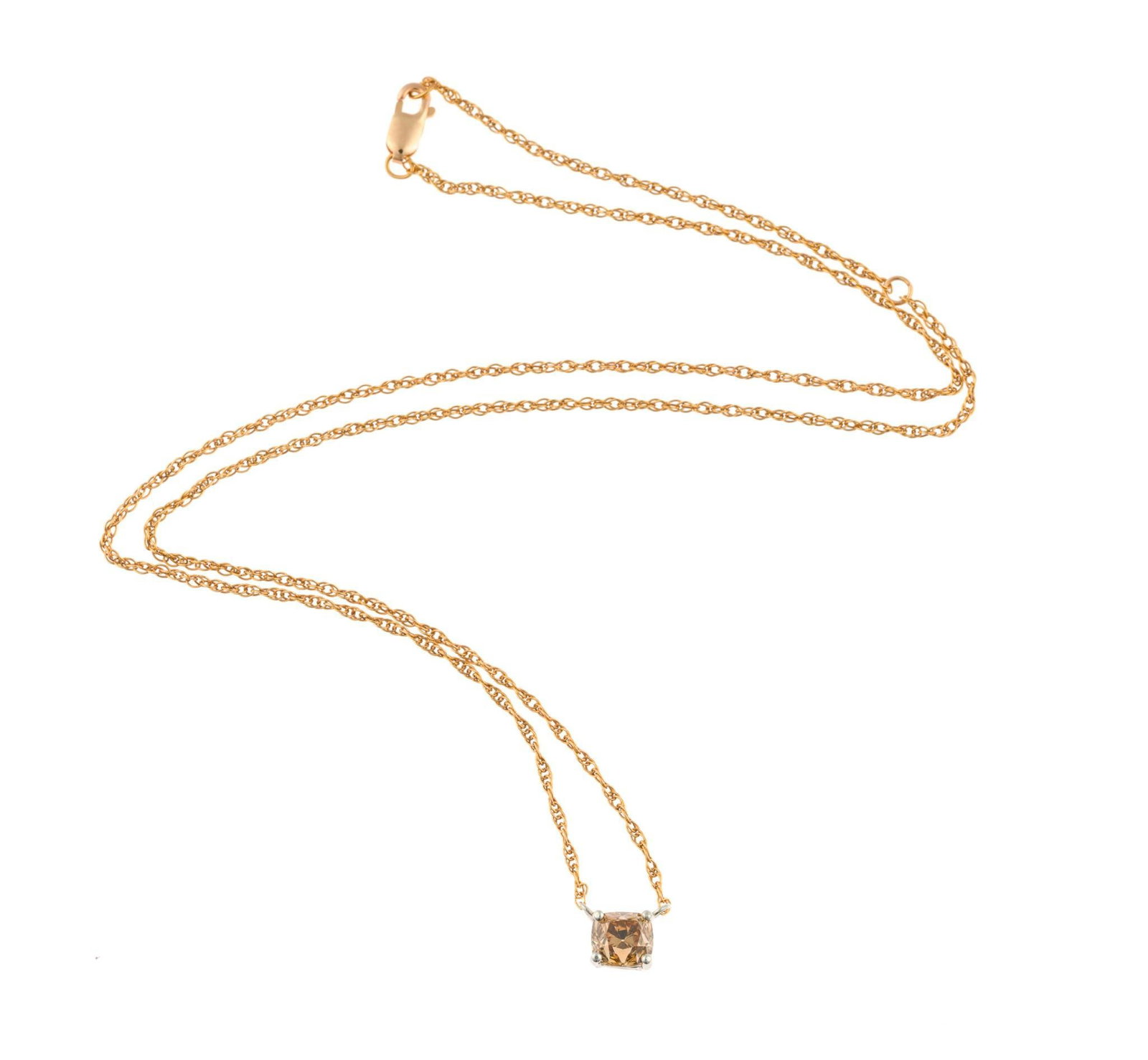 14K Gold and .84 Ct Cognac Diamond Pendant Necklace (1 of 3)