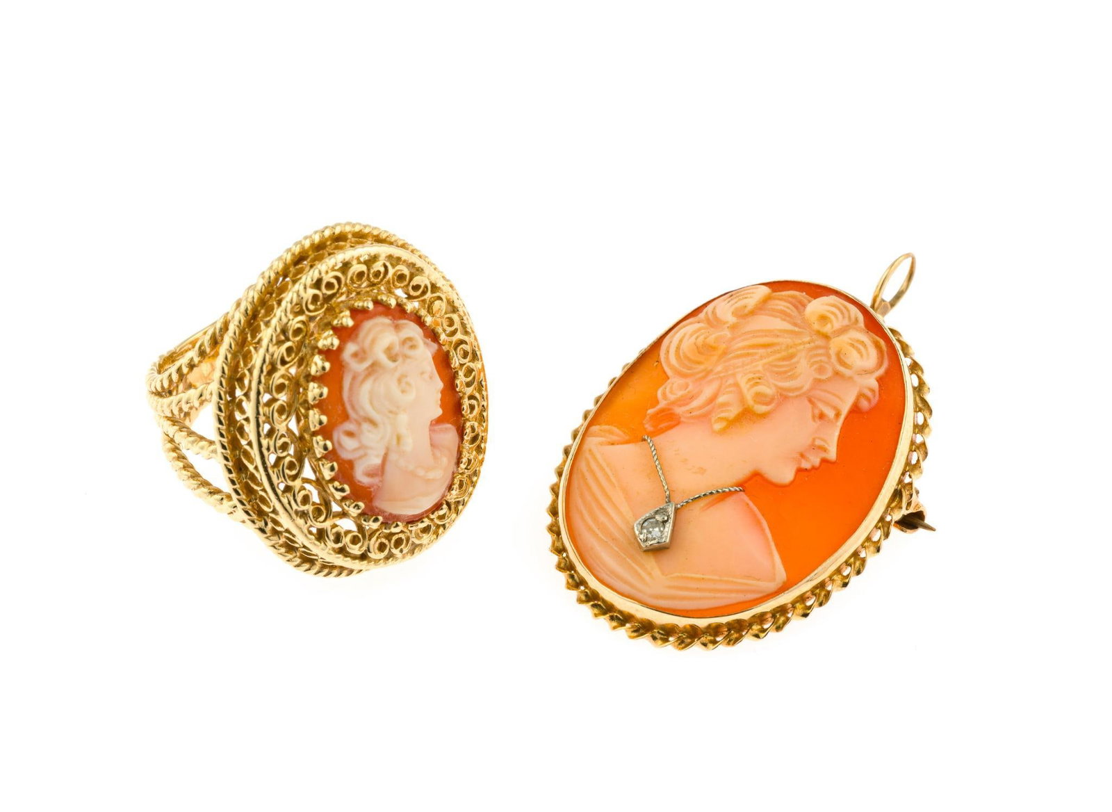 14K Gold Cameo Ring and Pendant (1 of 6)