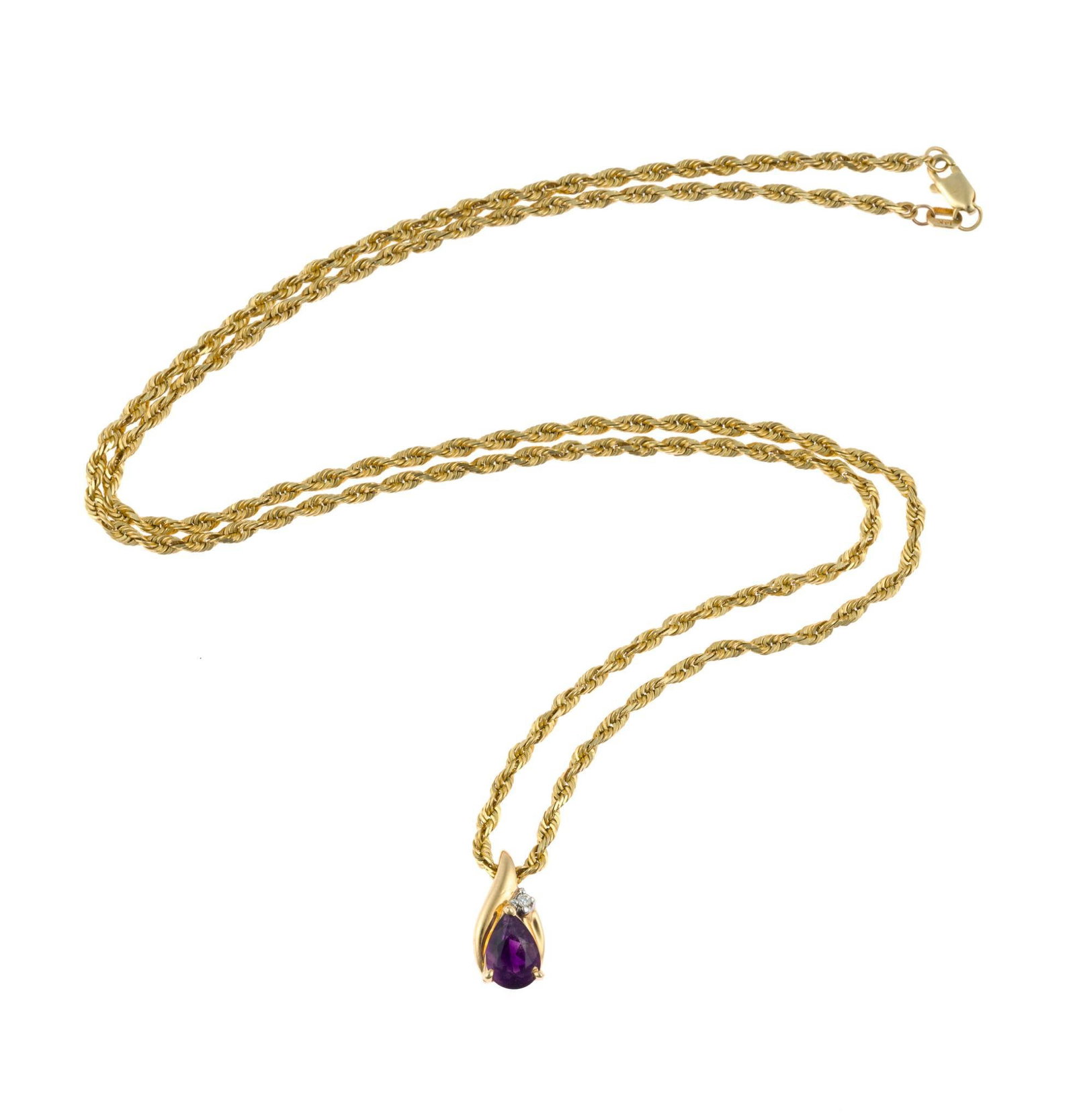 14K Gold and Amethyst Pendant Necklace (1 of 4)