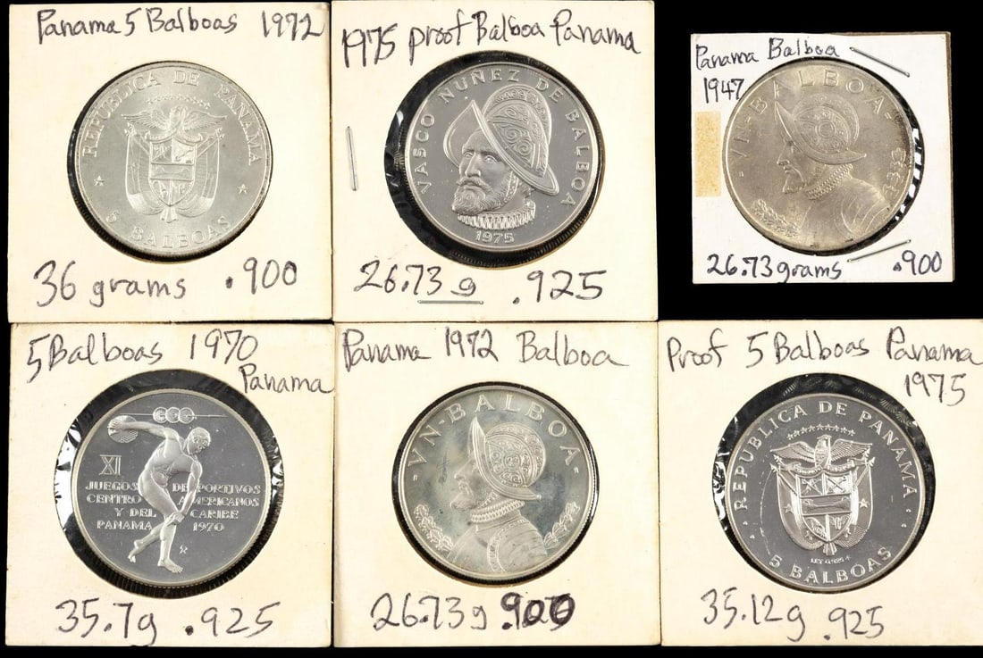 Six Silver Panama Balboa Coins (1 of 2)