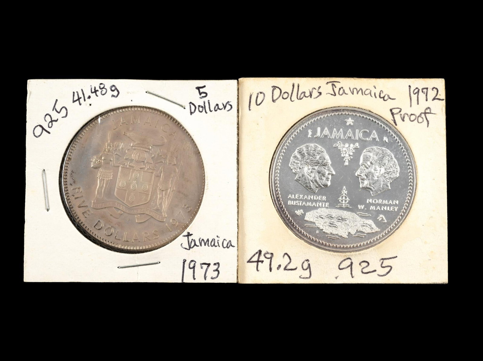Two Large Sterling Silver Jamaica Coins (1 of 2)