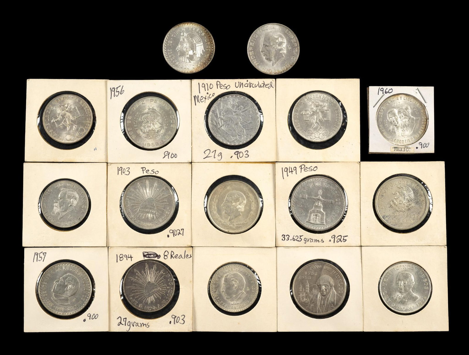 Seventeen Silver Mexico Coins (1 of 2)