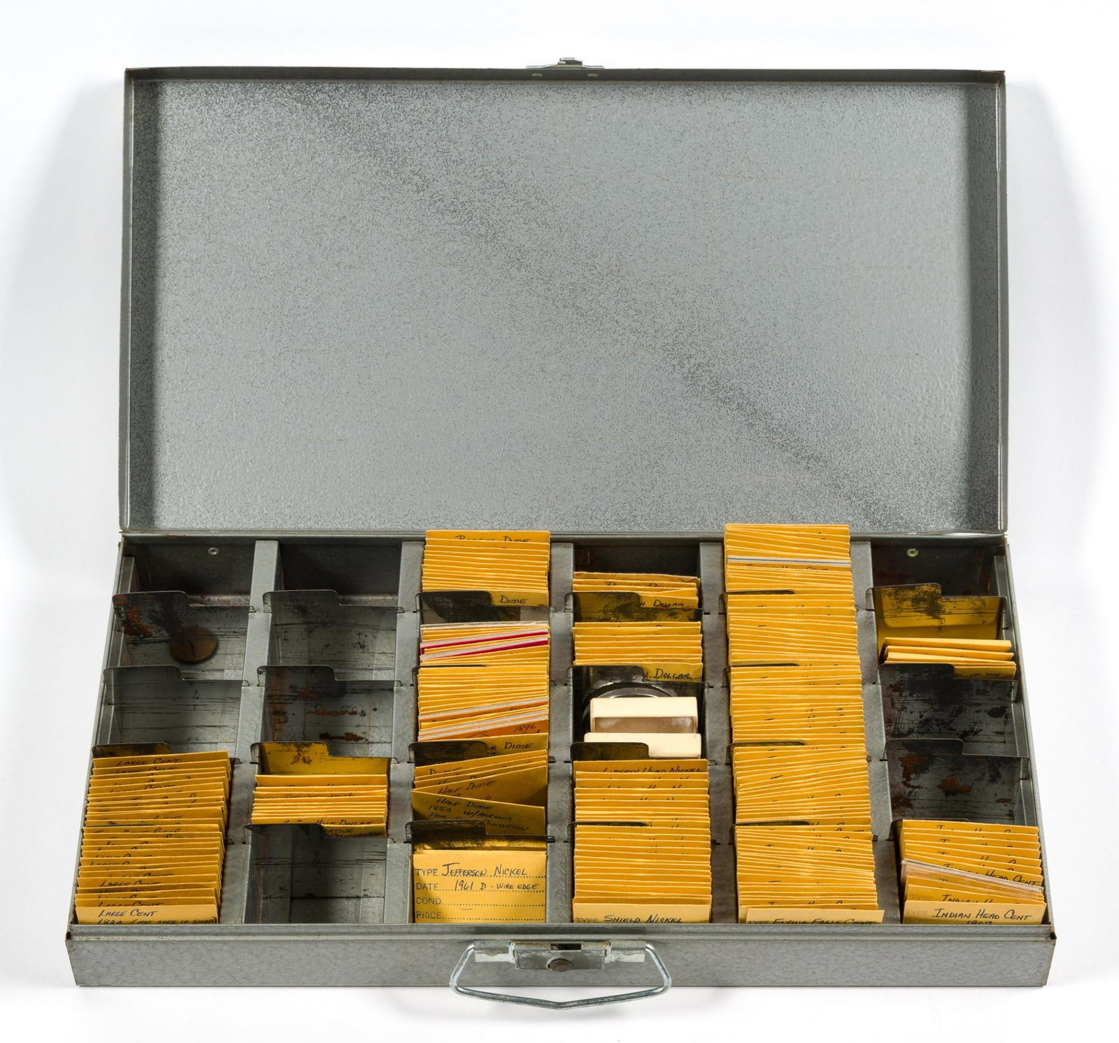 Metal Box Of Coins Including Silver Dollars (1 of 3)