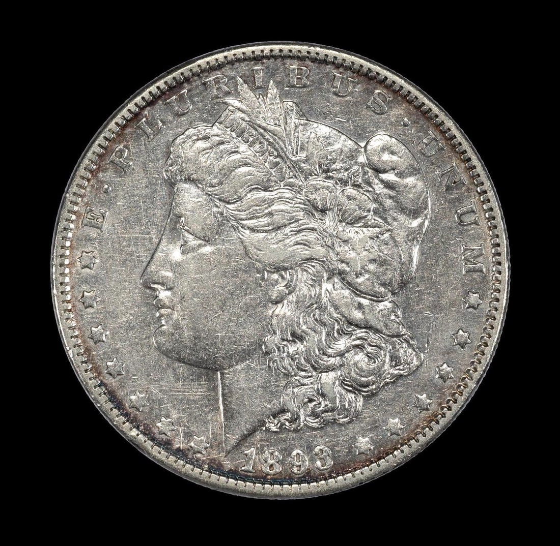 1893 Philadelphia Mint Silver Dollar: 1893 with no damage. The reverse shows hairlines. Approximately XF40 details.