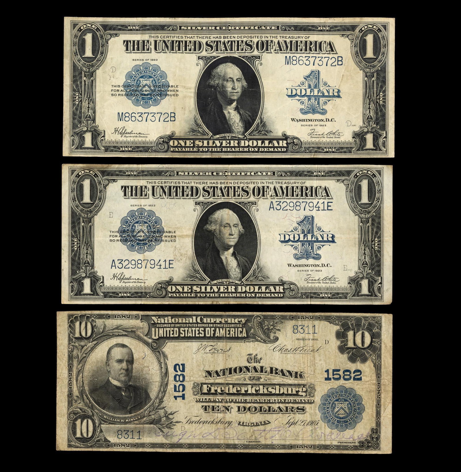 Large Bills Including Silver Certificate And National Currency (1 of 5)