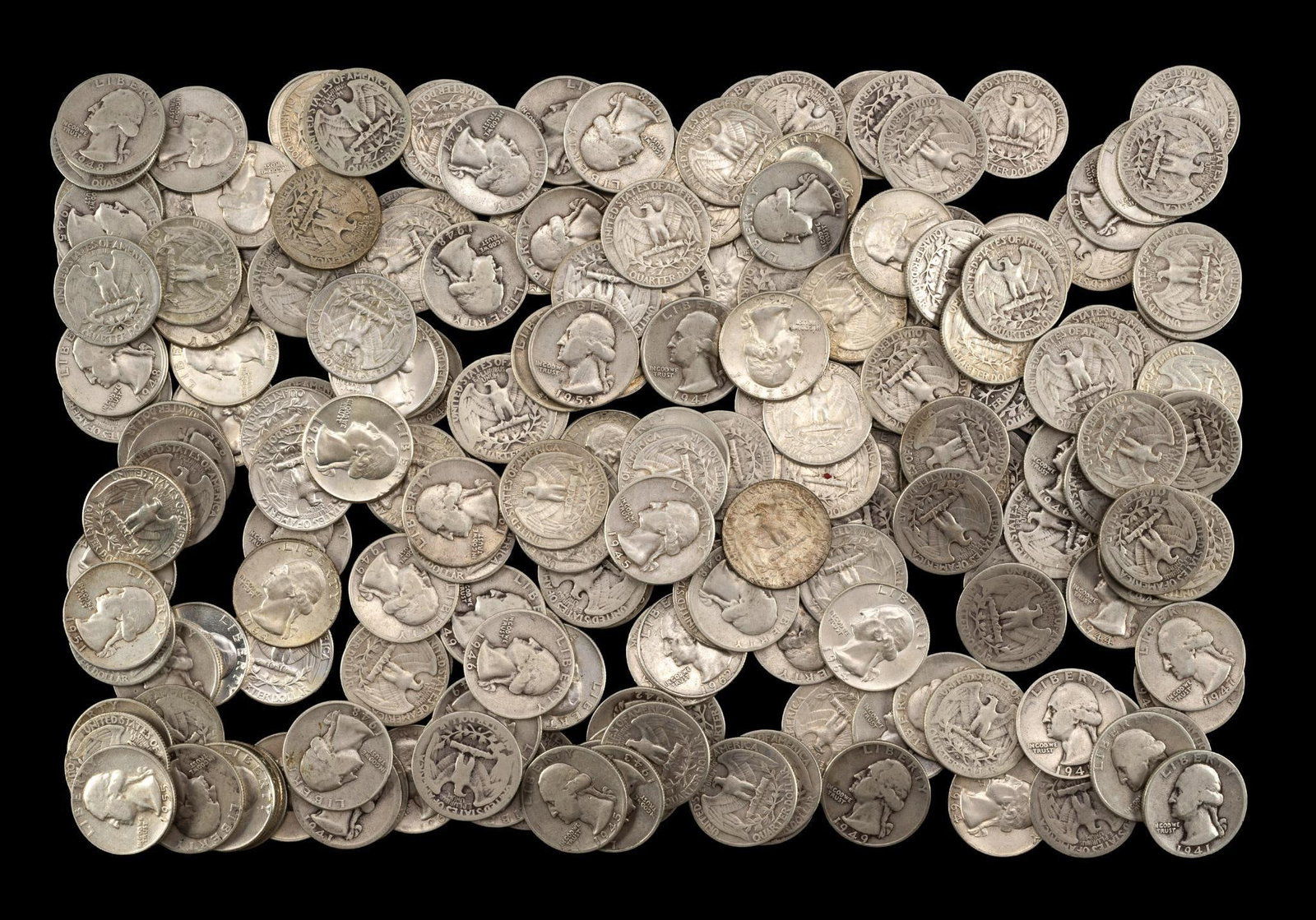 Two Hundred Washington Silver Quarters (1 of 1)