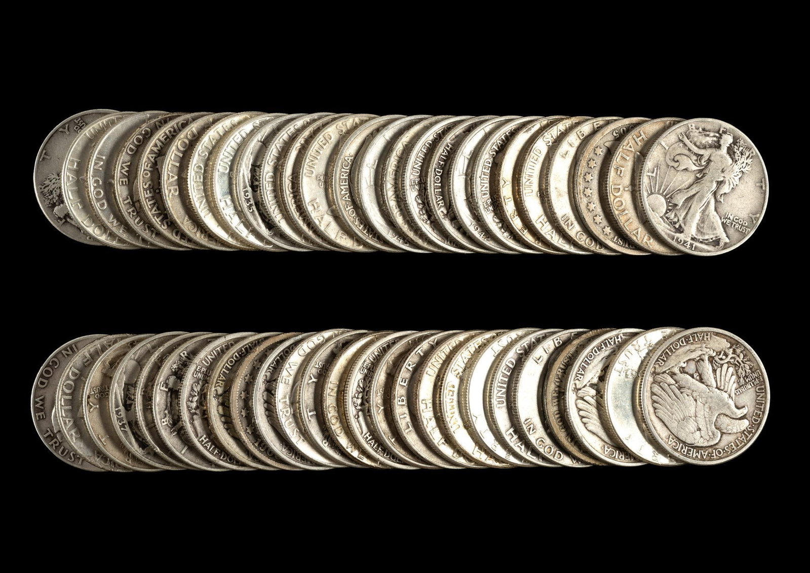 Fifty Silver Half Dollars Franklin Walking Liberty Barber (1 of 1)