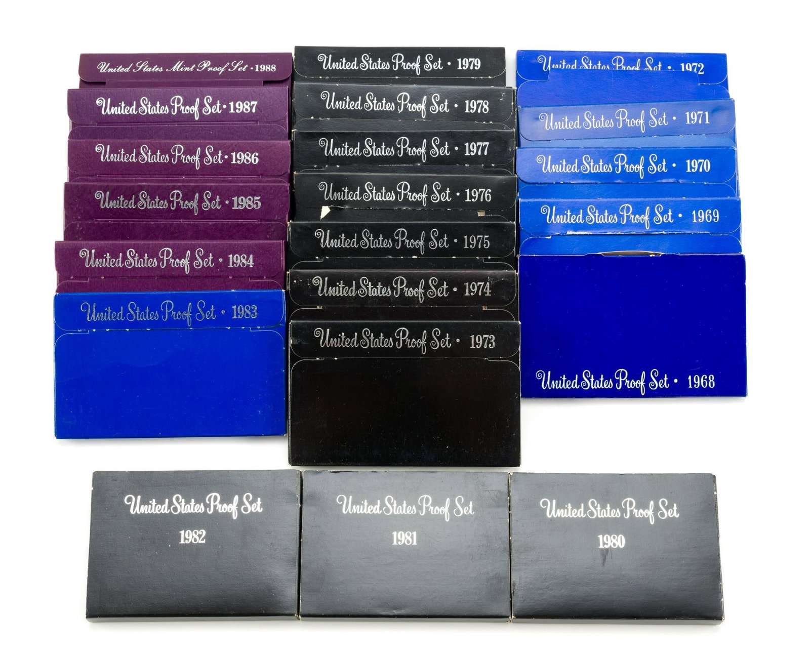 Twenty One Proof Sets1968 Through 1988: Sets with silver include 1968 and 1969