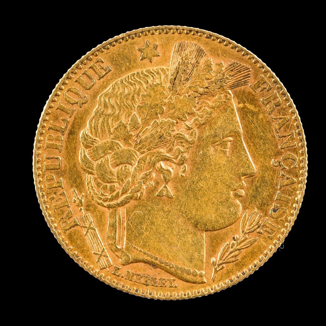 Ten Francs Gold Coin 1895: 1895 A 10 Francs France in XF condition.