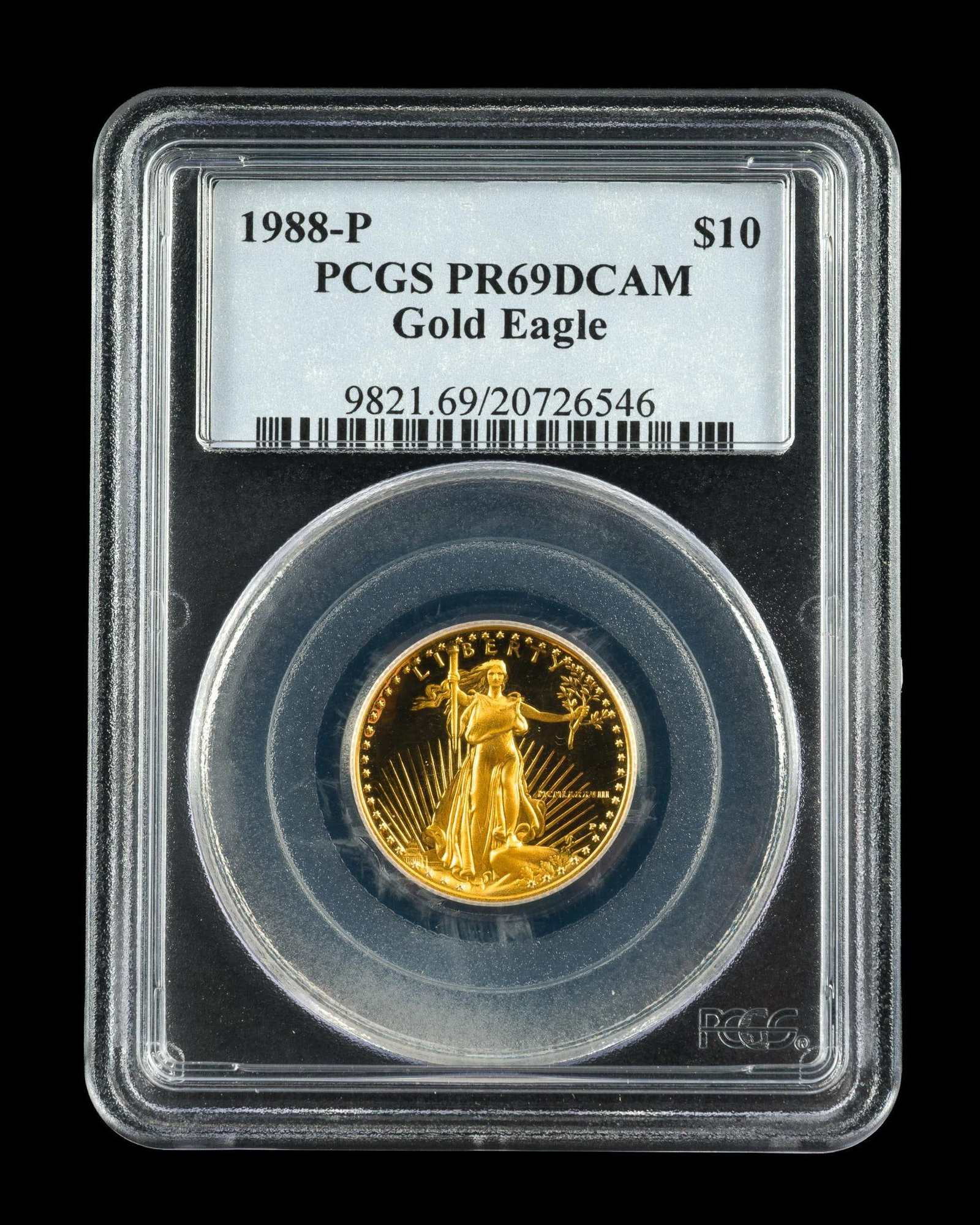 1988 Ten Dollar Gold PCGS: 1988-P PCGS PR69DCAM Gold Eagle $10.