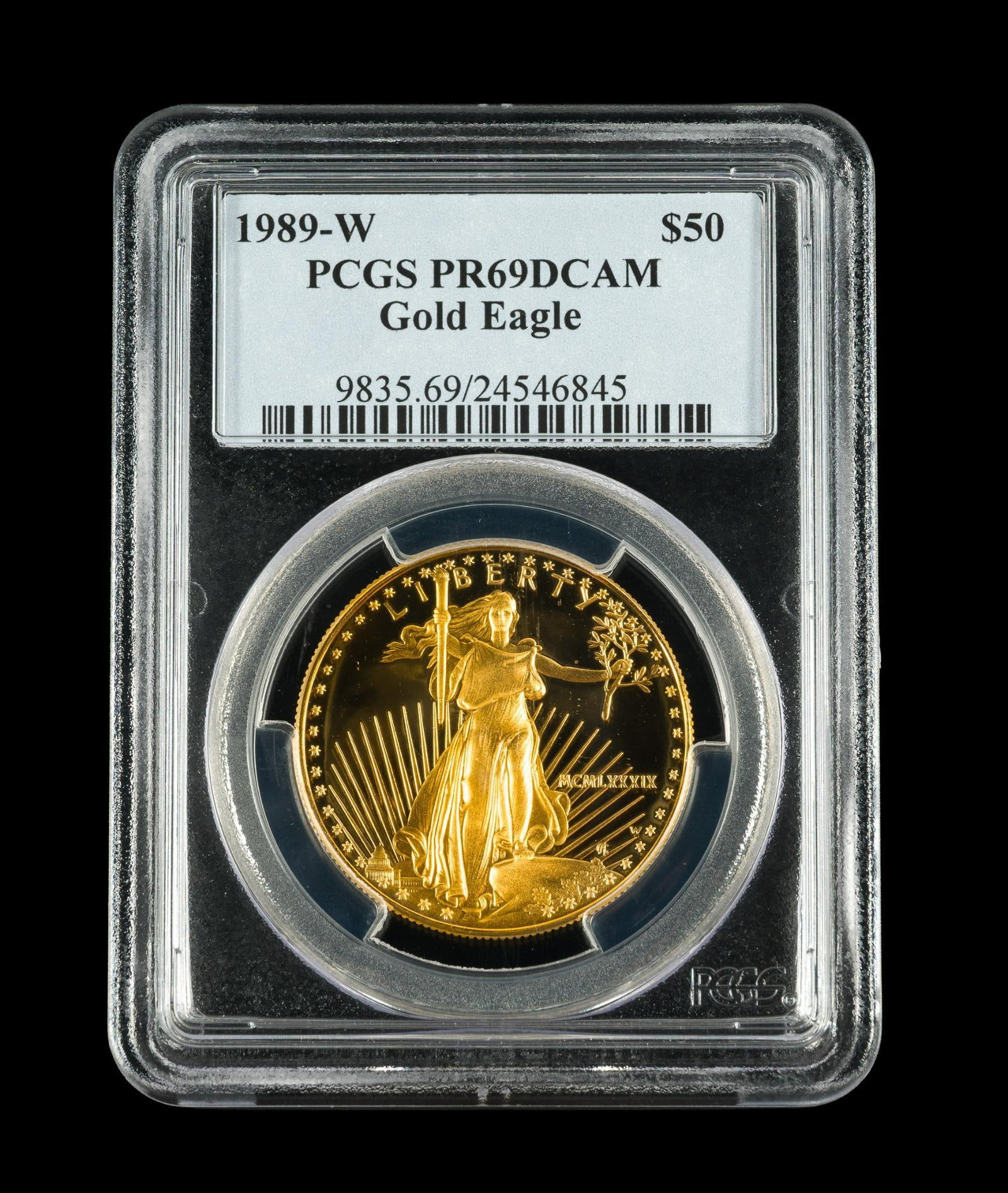 1989 Fifty Dollar Gold PCGS: 1989-W PCGS PR69DCAM Gold Eagle $50.