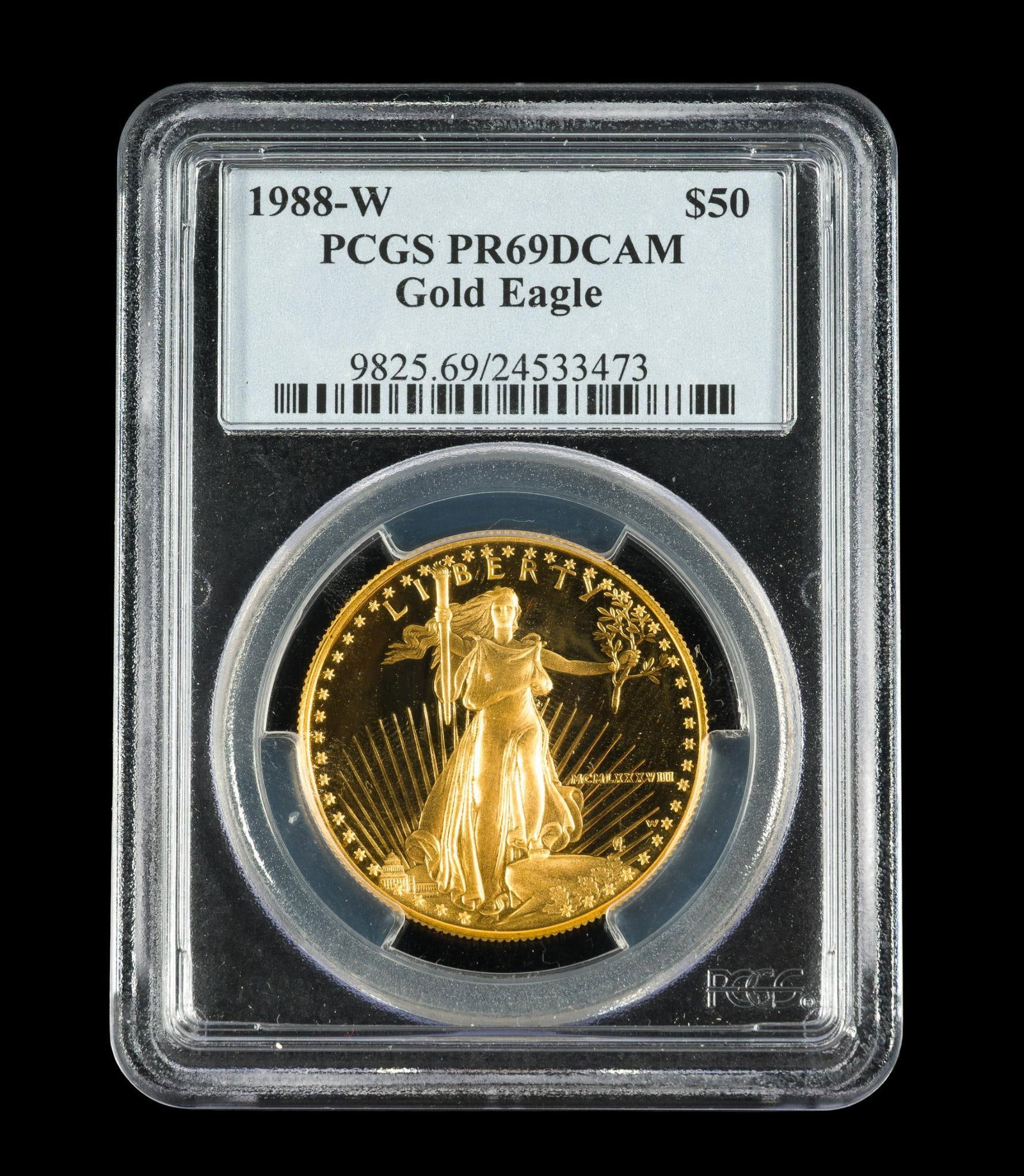 1988 Fifty Dollar Gold PCGS: 1988-W PCGS PR69DCAM Gold Eagle $50.