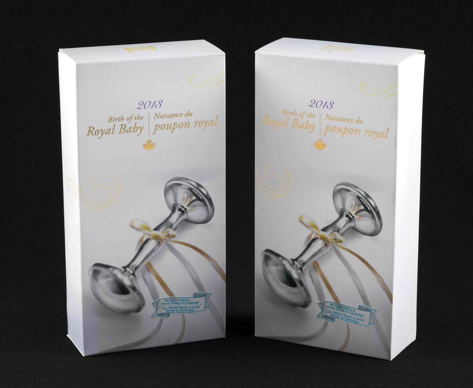 Two Pure Silver Coin Sets 2013 Canada: Royal Canadian Mint Birth Of The Royal Baby. The sets each contain three coins with $20 denomination and weight of one troy ounce pure silver. Six troy ounces in total.