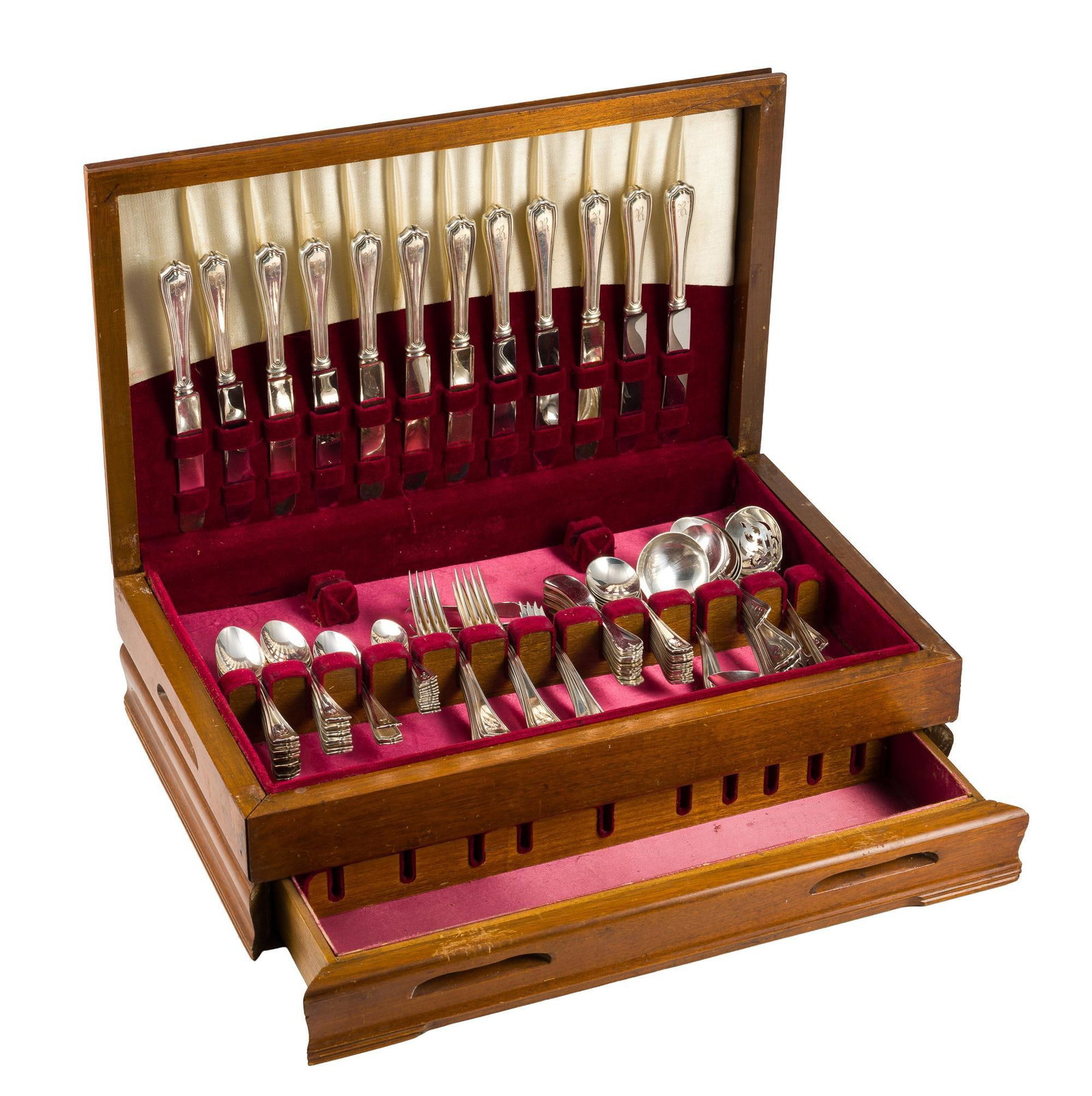 100 Pieces Reed & Barton Hepplewhite Sterling Silver Flatware Service (1 of 6)