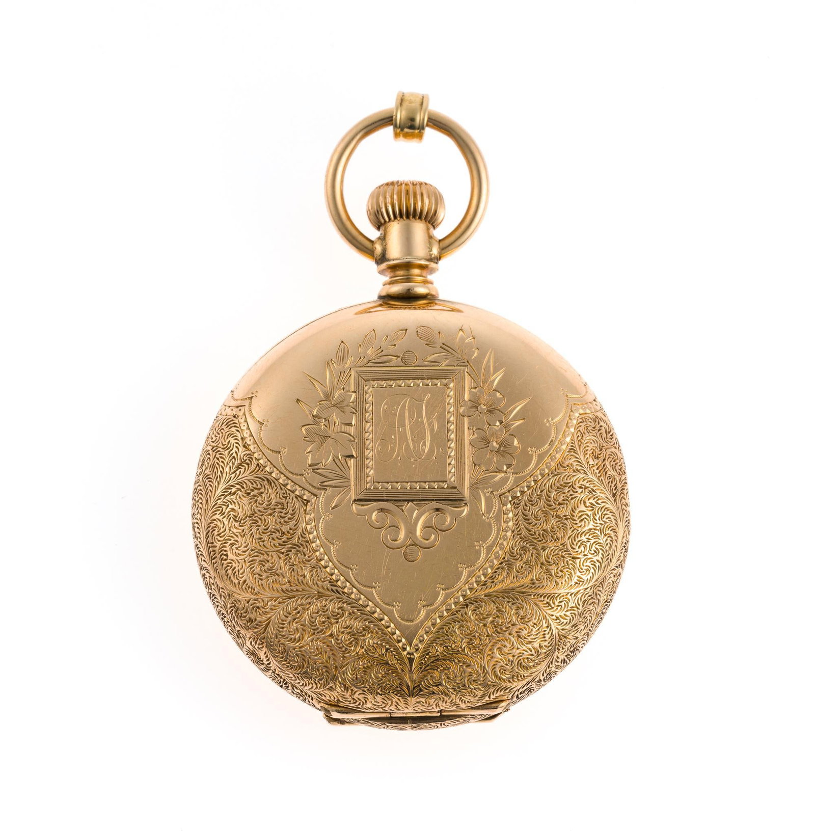 Waltham 14K Gold Pocket Watch: American Watch Company Waltham size 1s Model 1882 manufactured in 1888. It features double covers to the movement side and has a perfect dial and no case damage or heavy wear. The watch has a presenta
