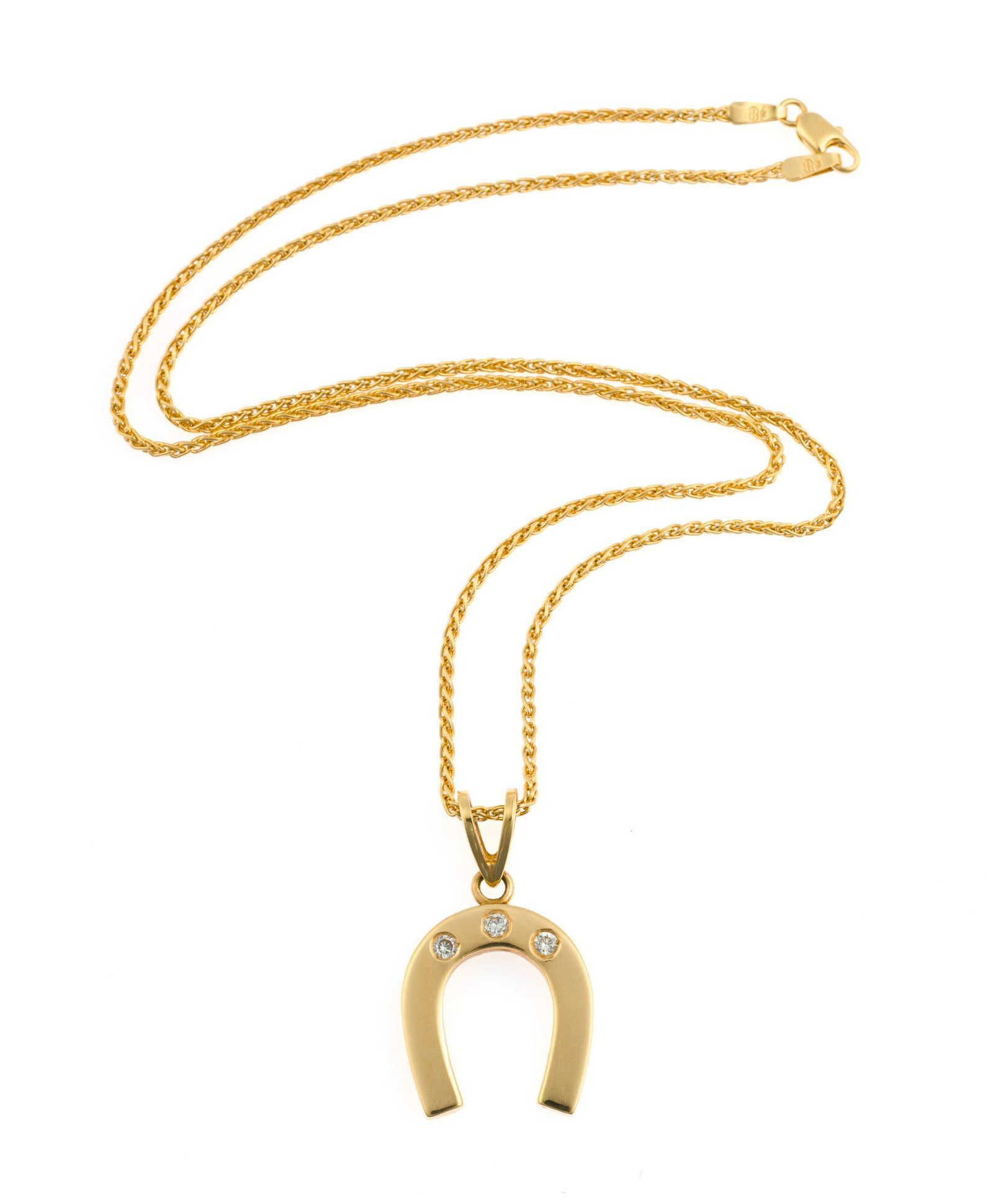 18K Gold Equestrian Horseshoe Pendant Necklace (1 of 4)