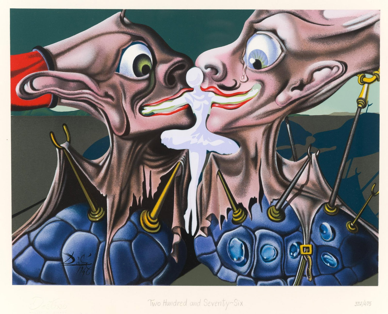 Salvador Dali "Destino #276" Serigraph: Stamped Destino Walter E. Disney Salvador Dali lower left corner. Edition 332/475. Destino was storyboarded by Disney studio artist John Hench and artist Salvador Dali for eight months in late